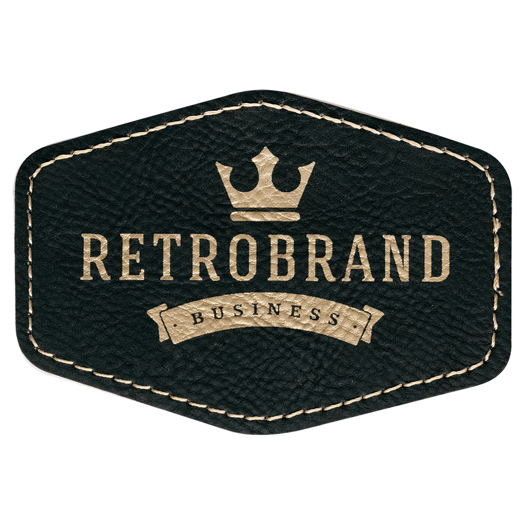 3 1/2" x 2 1/2" Hex/Gold Laserable Leatherette Patch with Adhesive