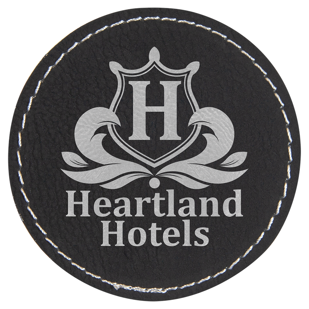 2 1/2" Round/Silver Laserable Leatherette Patch with Adhesive