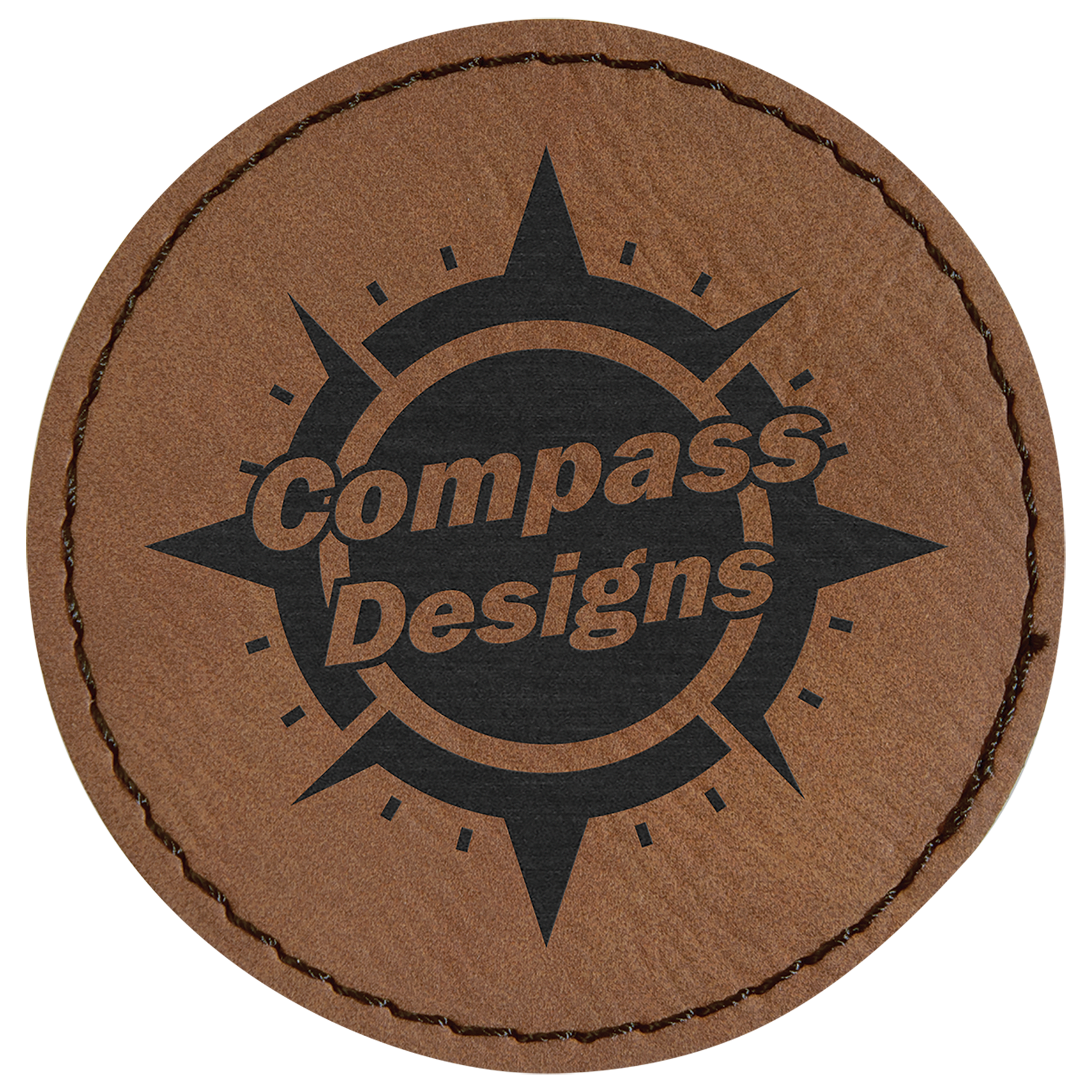 2 1/2" Round Dark Laserable Leatherette Patch with Adhesive