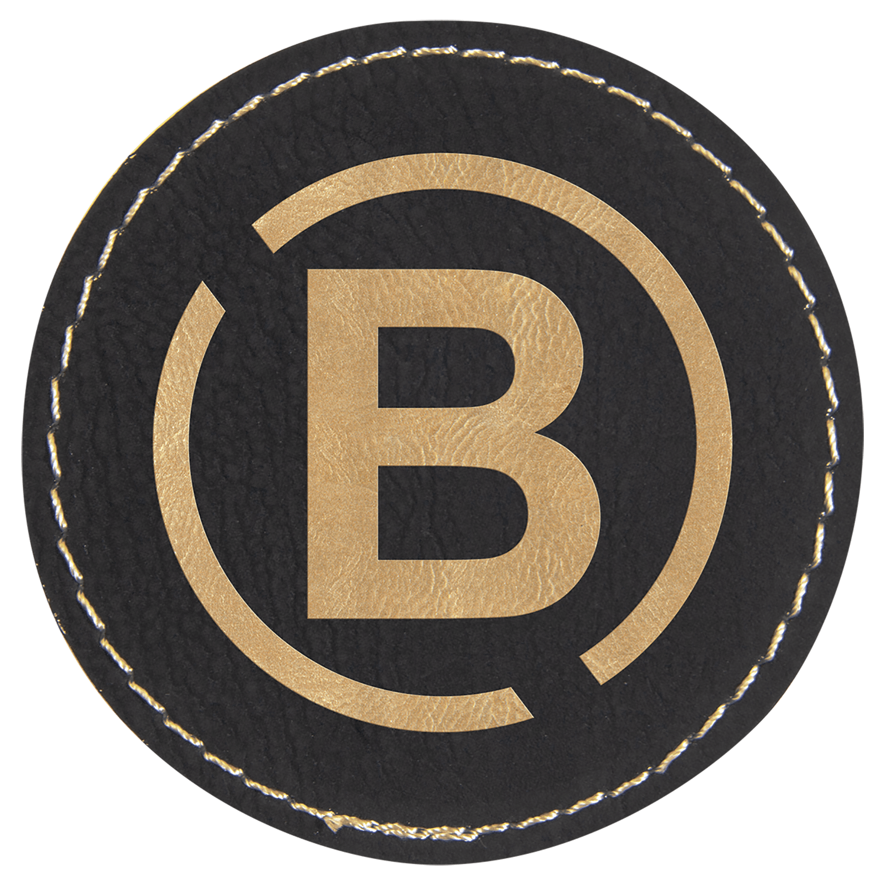 2 1/2" Round/Gold Laserable Leatherette Patch with Adhesive