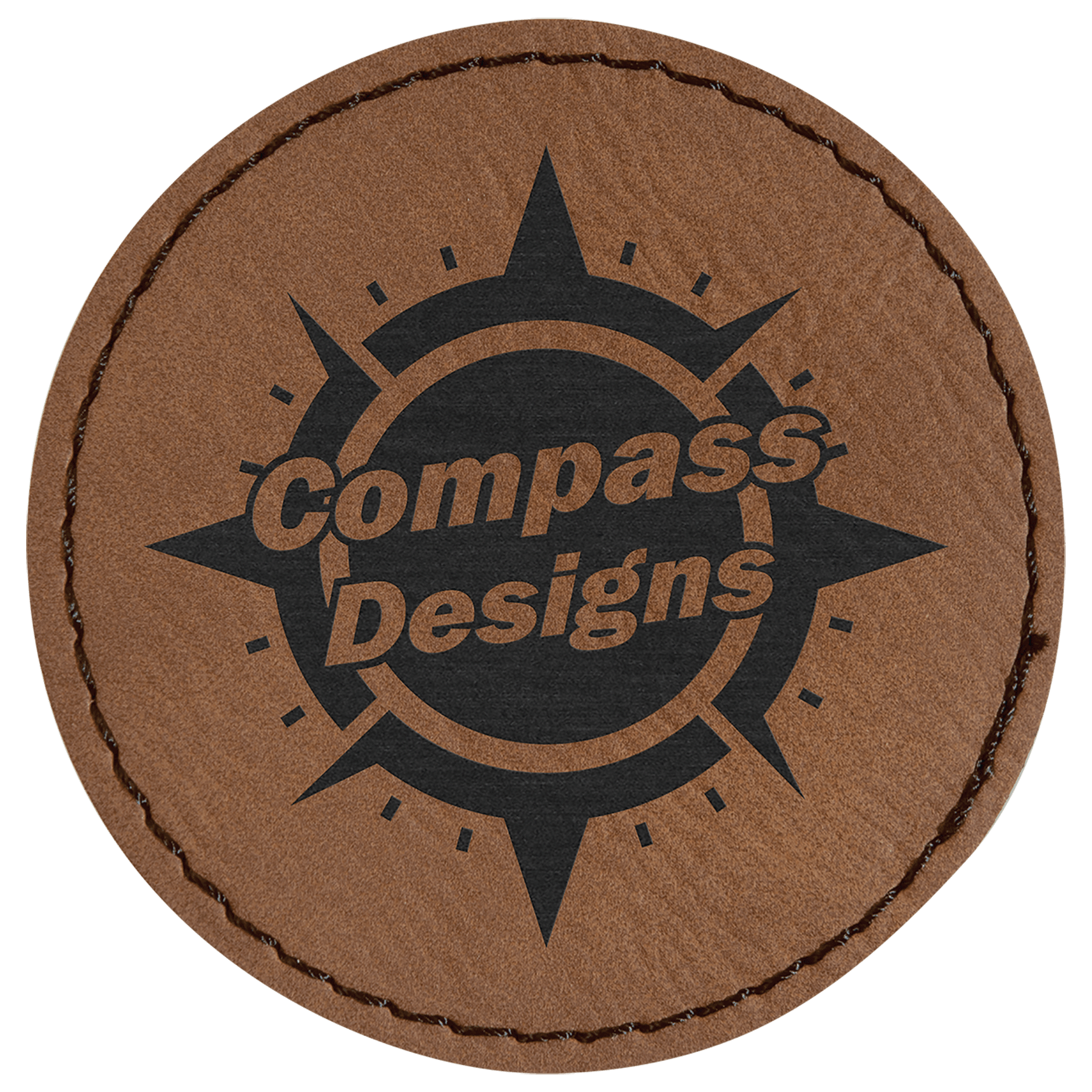2 1/2" Round Dark Laserable Leatherette Patch with Kota Pro Adhesive