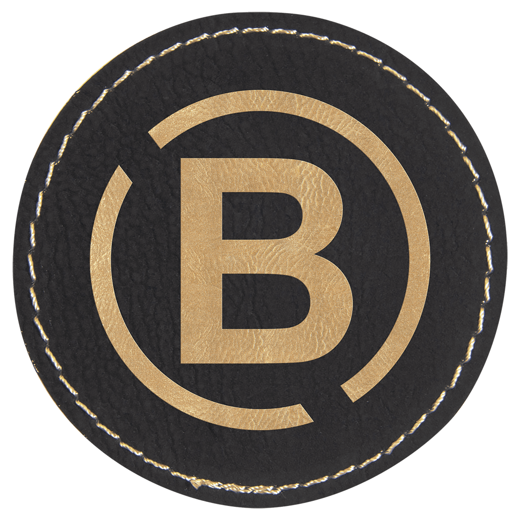 2 1/2" Round/Gold Laserable Leatherette Patch with Kota Pro Adhesive