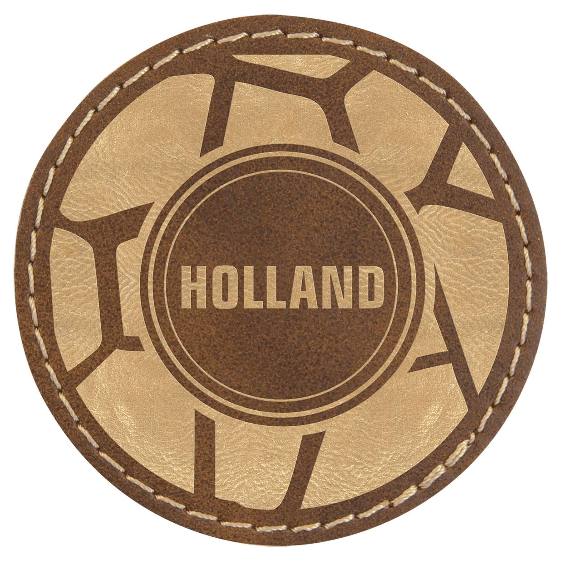 2 1/2" Round Rustic/Gold Laserable Leatherette Patch with Kota Pro Adhesive