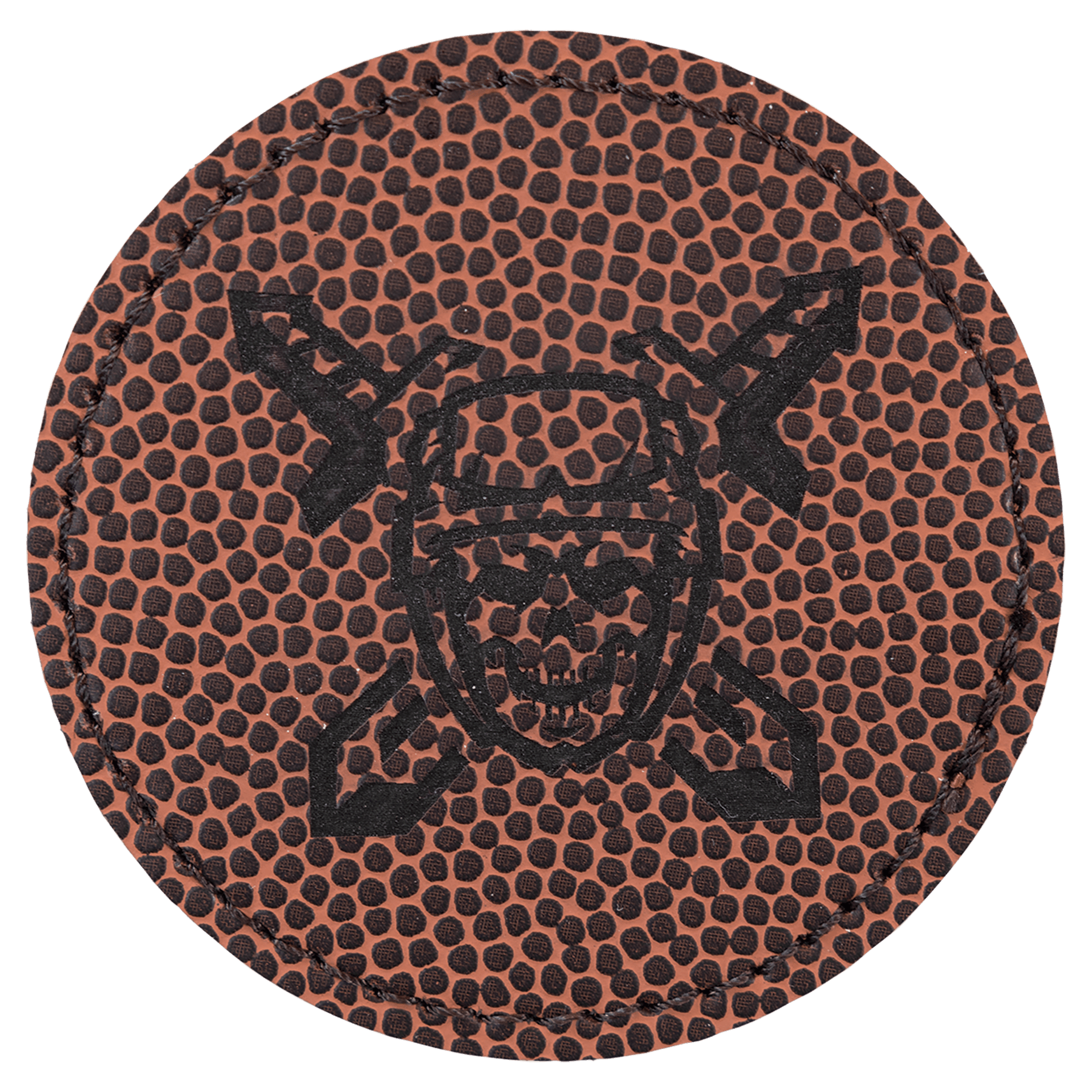 2 1/2" Round Football Laserable Leatherette Patch with Kota Pro Adhesive