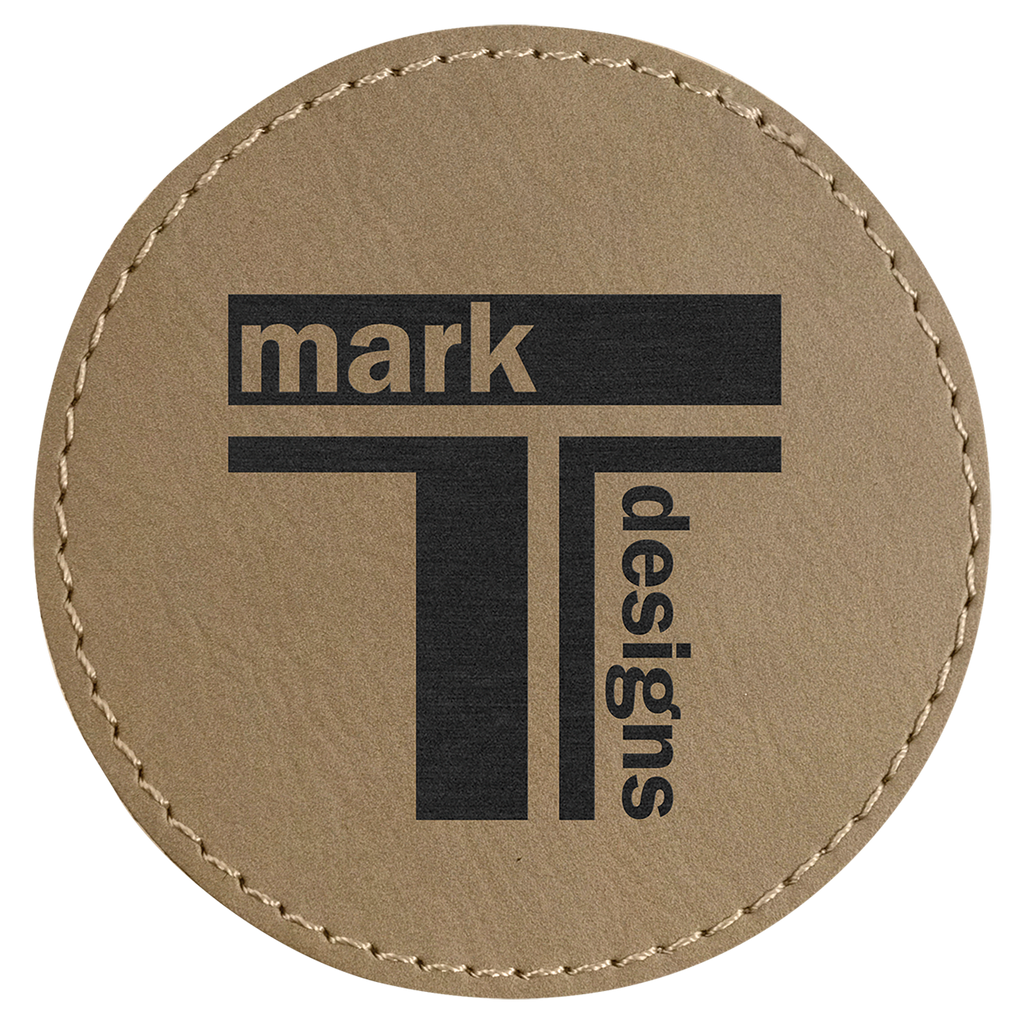 3" Round Light Laserable Leatherette Patch with Adhesive