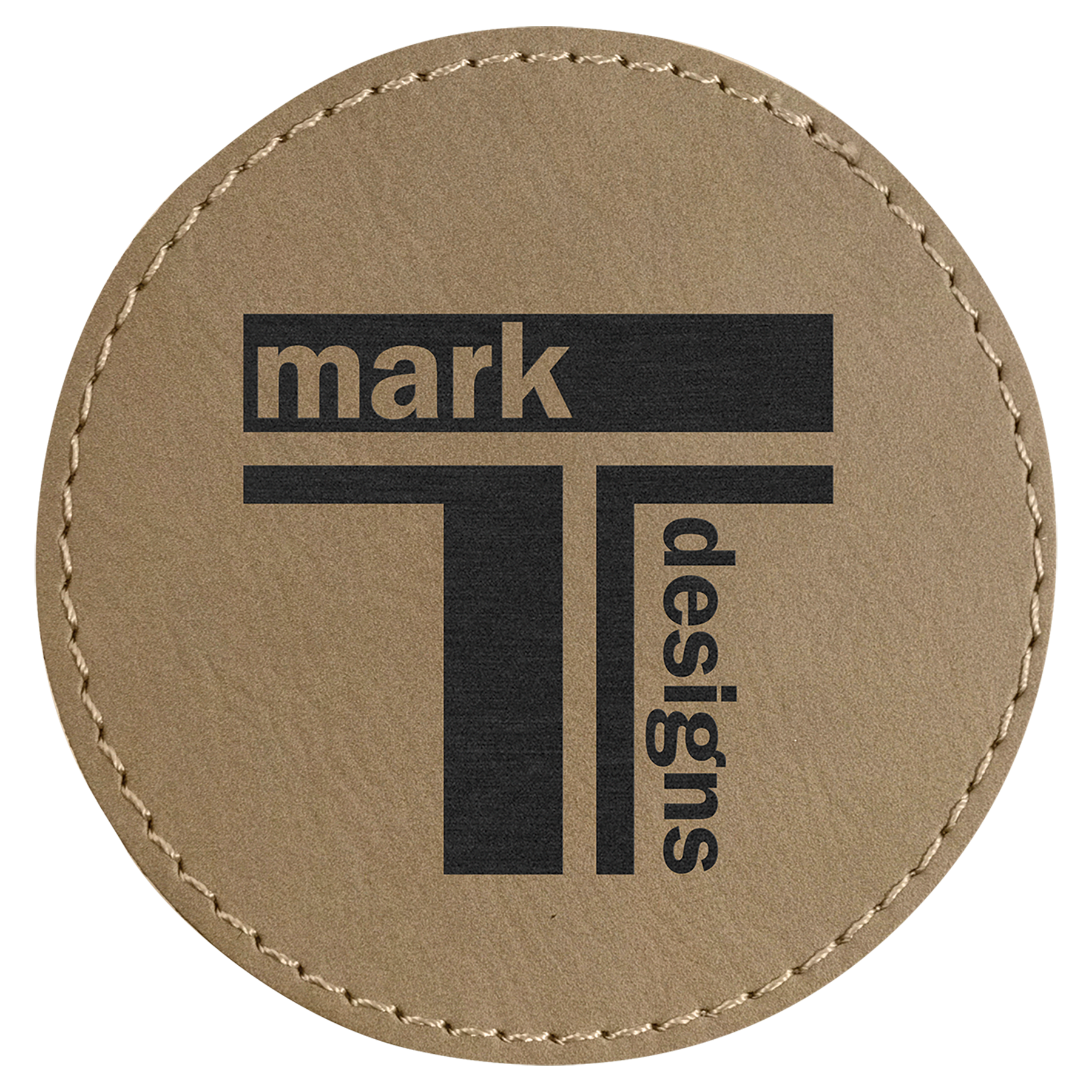 3" Round Light Laserable Leatherette Patch with Adhesive