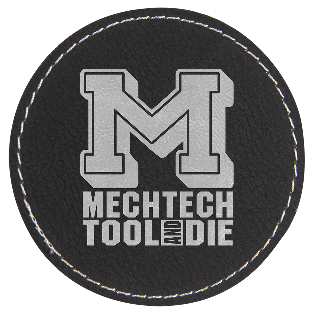 3" Round/Silver Laserable Leatherette Patch with Adhesive