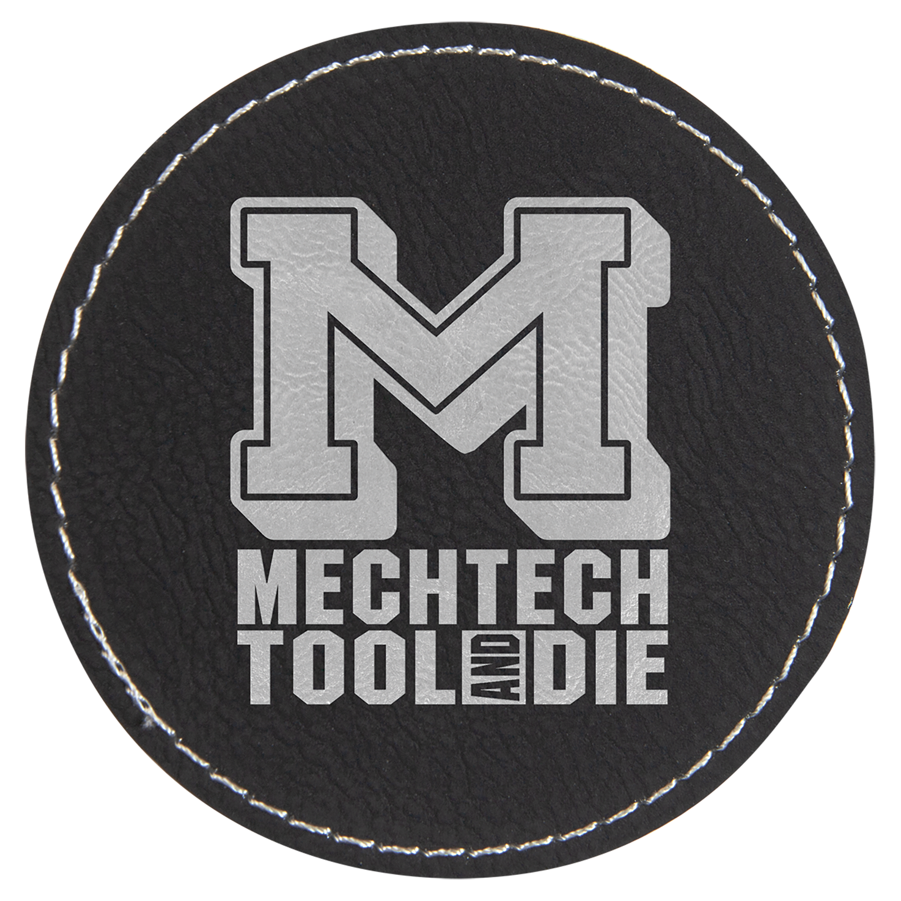 3" Round/Silver Laserable Leatherette Patch with Adhesive