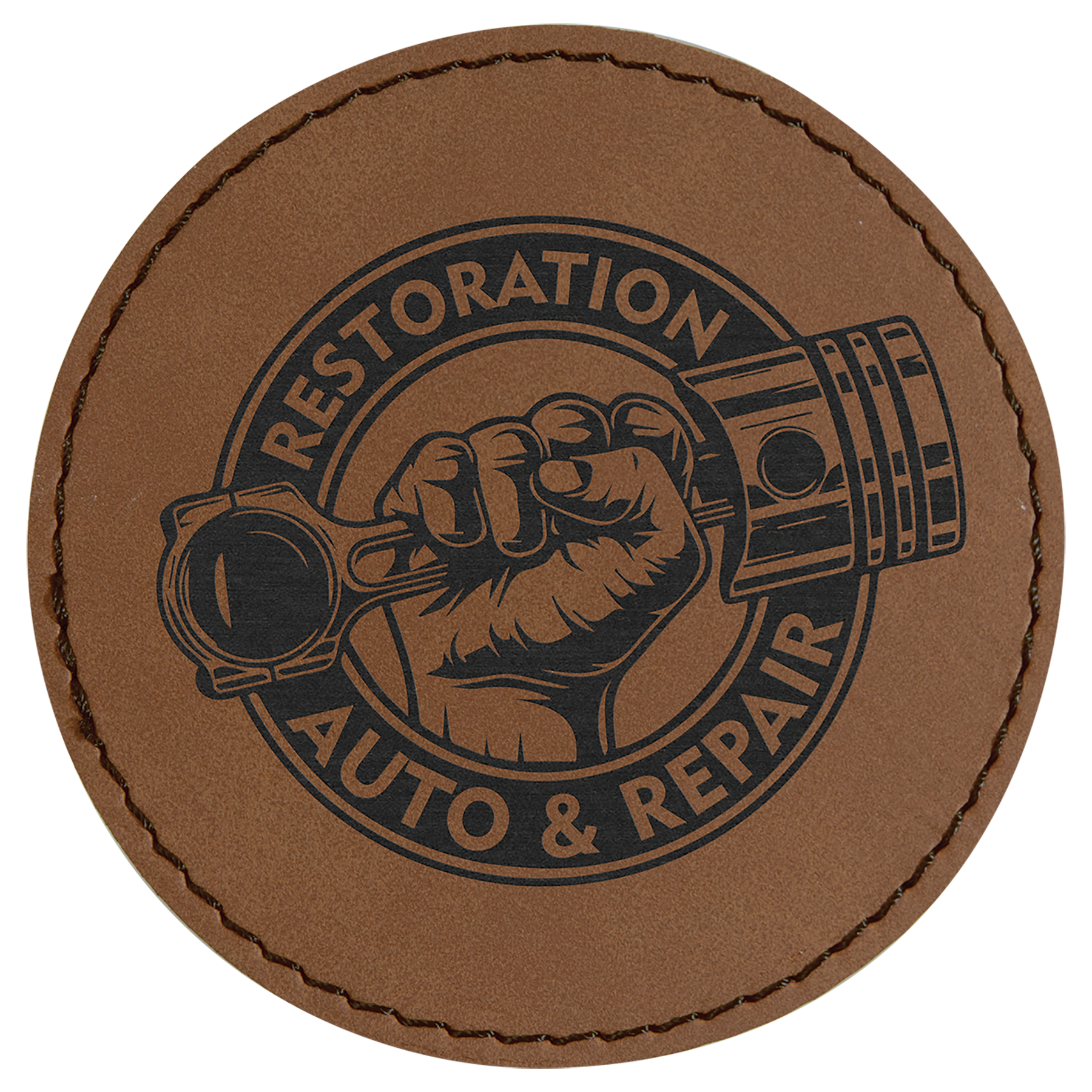 3" Round Dark Laserable Leatherette Patch with Adhesive