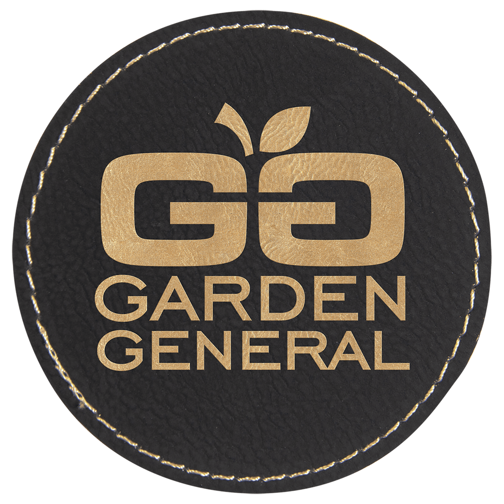 3" Round/Gold Laserable Leatherette Patch with Adhesive