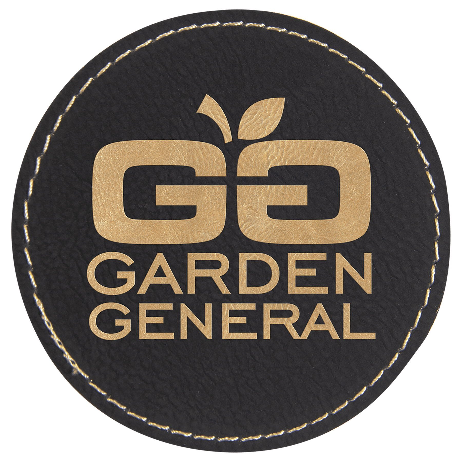 3" Round/Gold Laserable Leatherette Patch with Adhesive