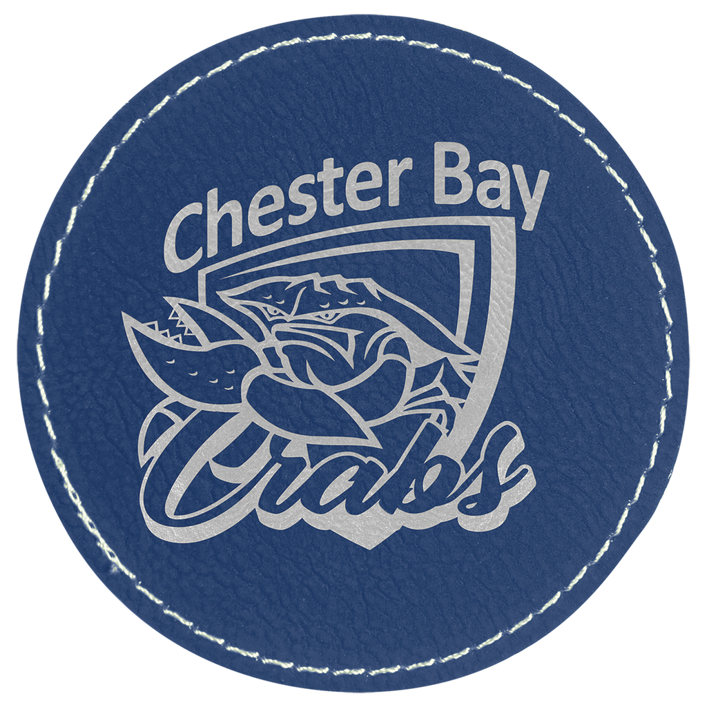 3" Round/Silver Laserable Leatherette Patch with Adhesive
