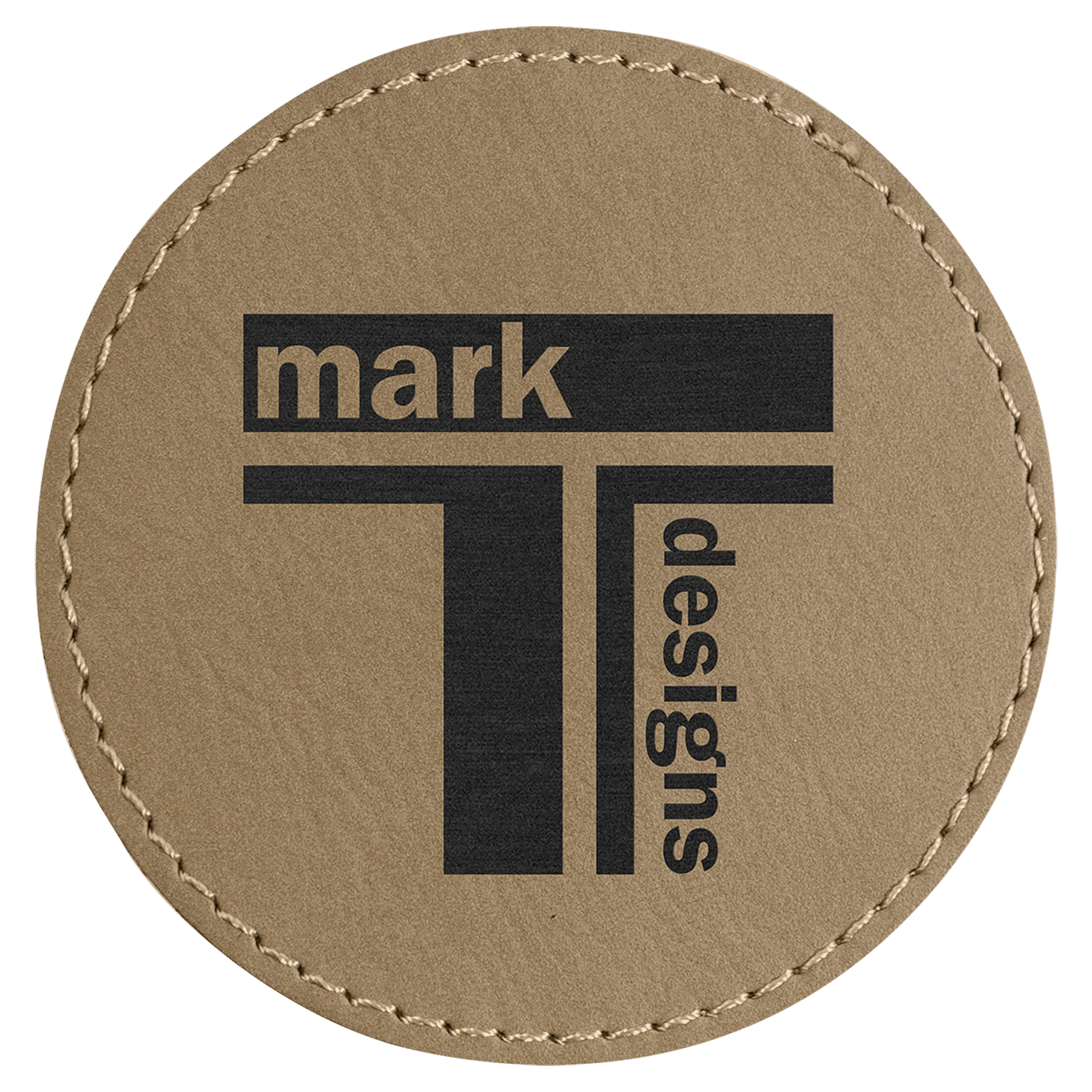 3" Round Light Laserable Leatherette Patch with Kota Pro Adhesive