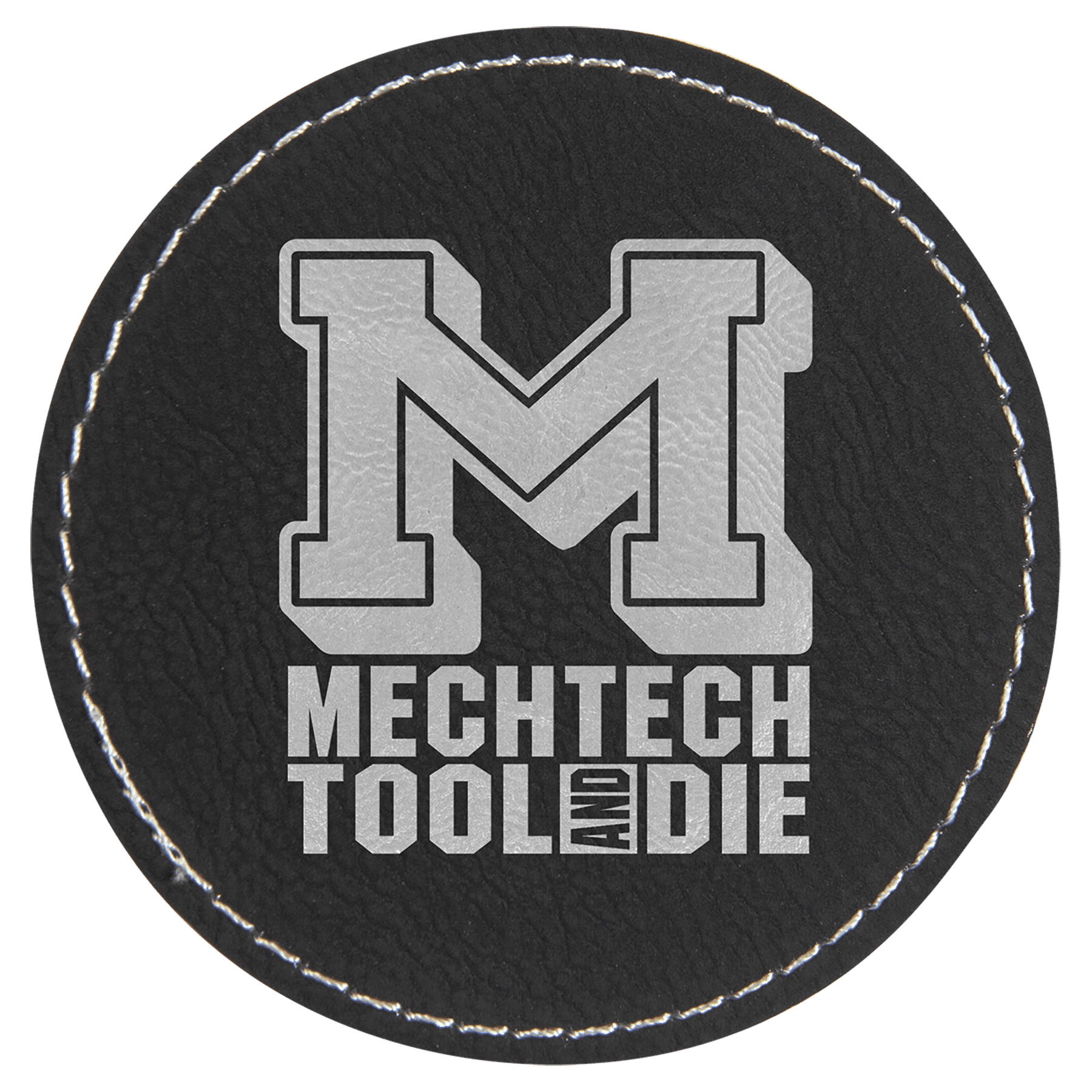 3" Round/Silver Laserable Leatherette Patch with Kota Pro Adhesive