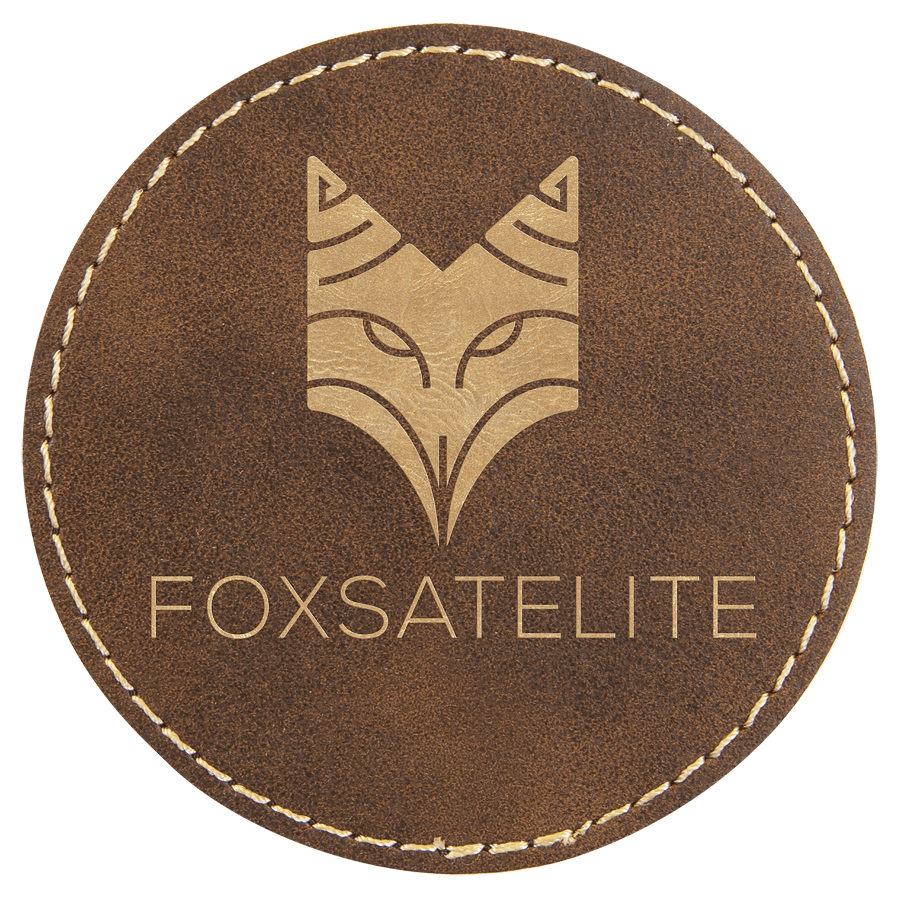 3" Round Rustic/Gold Laserable Leatherette Patch with Kota Pro Adhesive