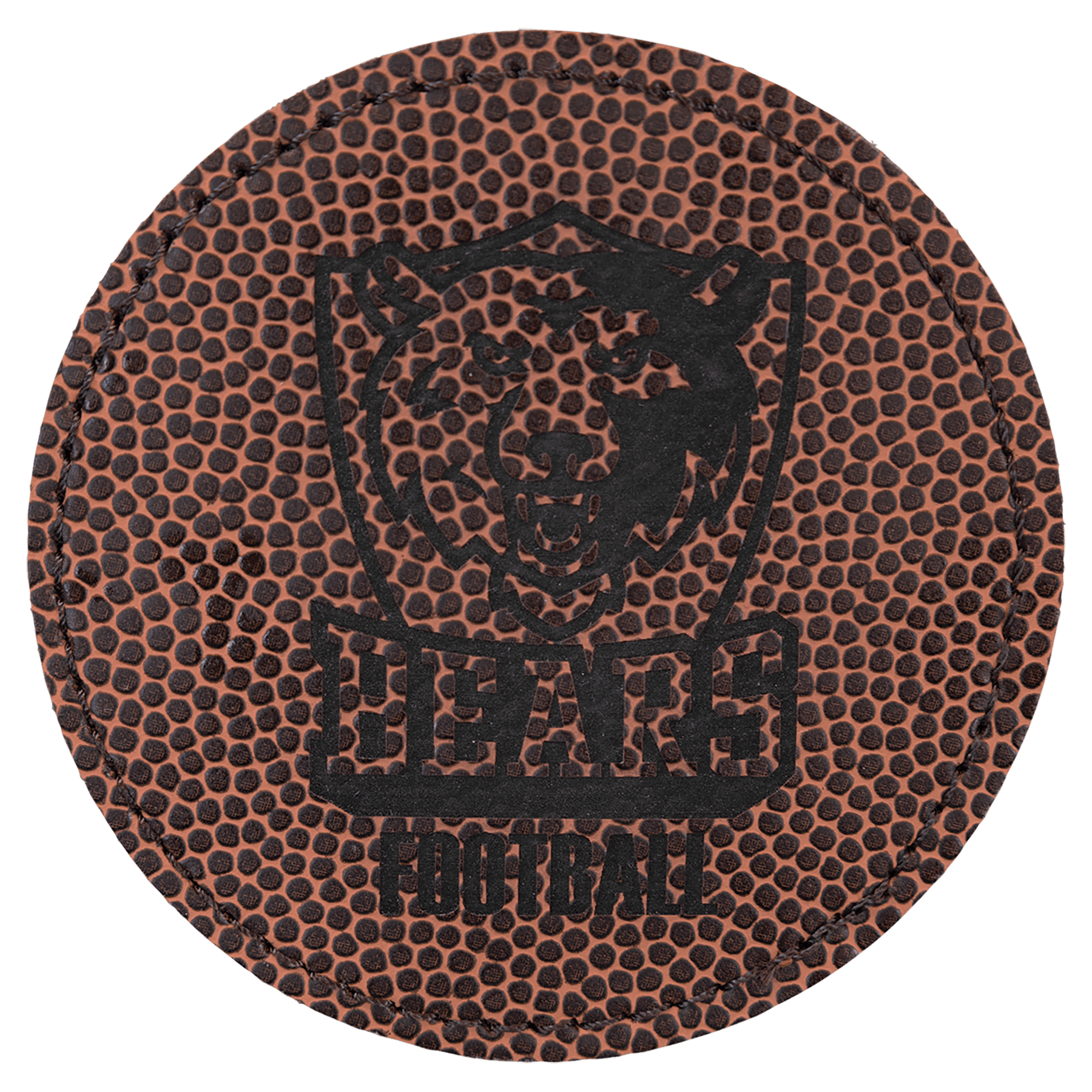 3" Round Football Laserable Leatherette Patch with Kota Pro  Adhesive