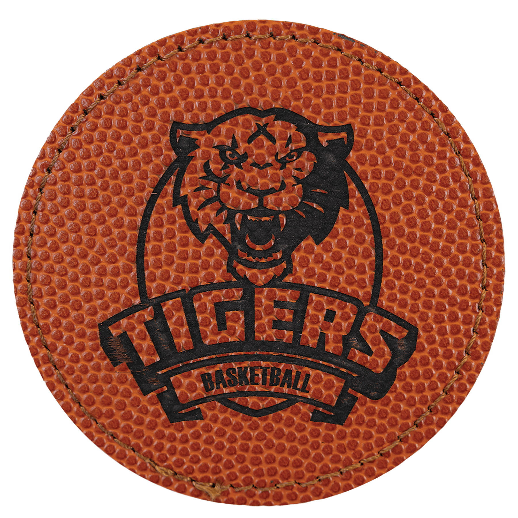 3" Round Basketball Laserable Leatherette Patch with Kota Pro Adhesive