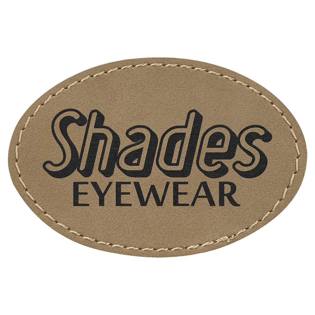 3" x 2" Oval Light Laserable Leatherette Patch with Adhesive