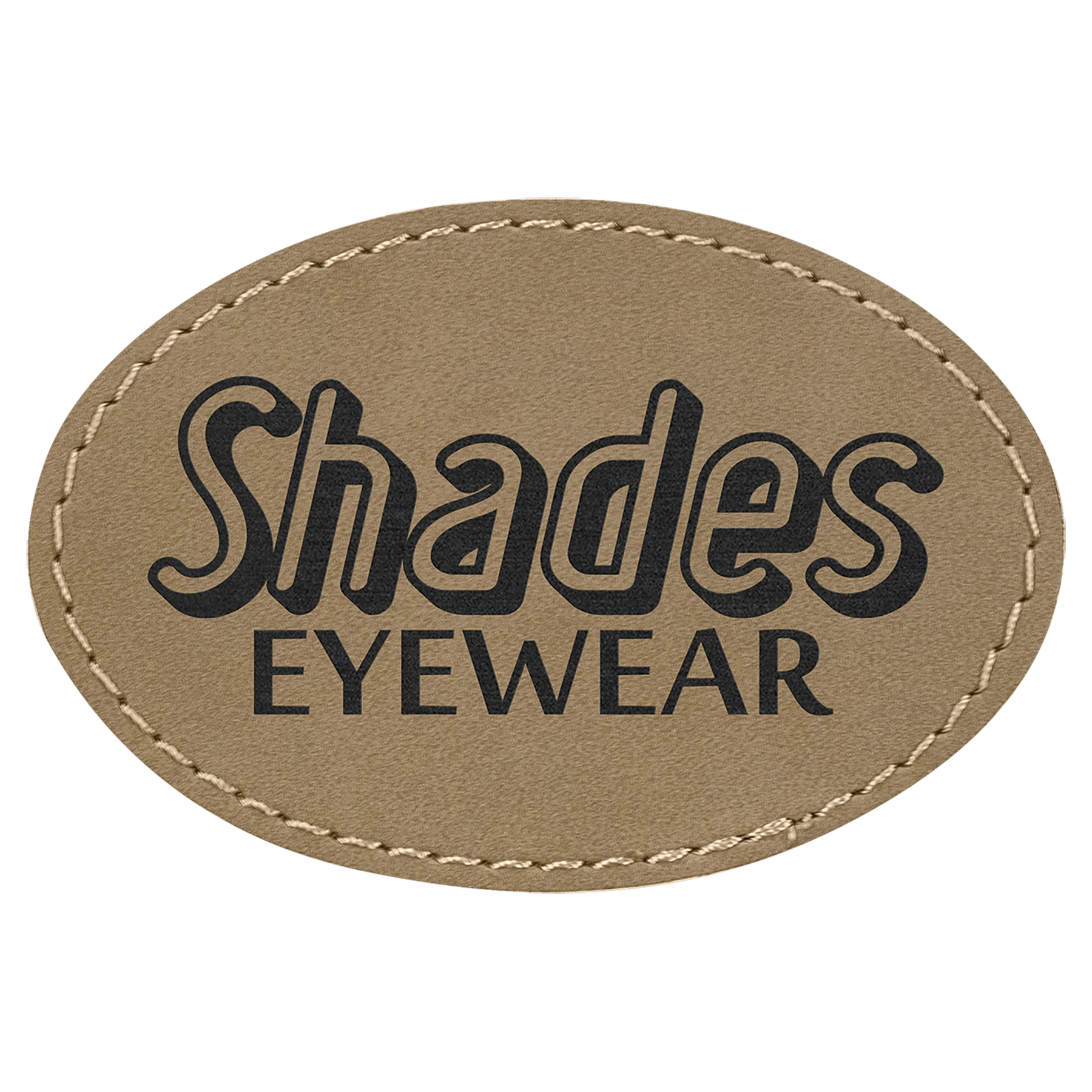 3" x 2" Oval Light Laserable Leatherette Patch with Adhesive