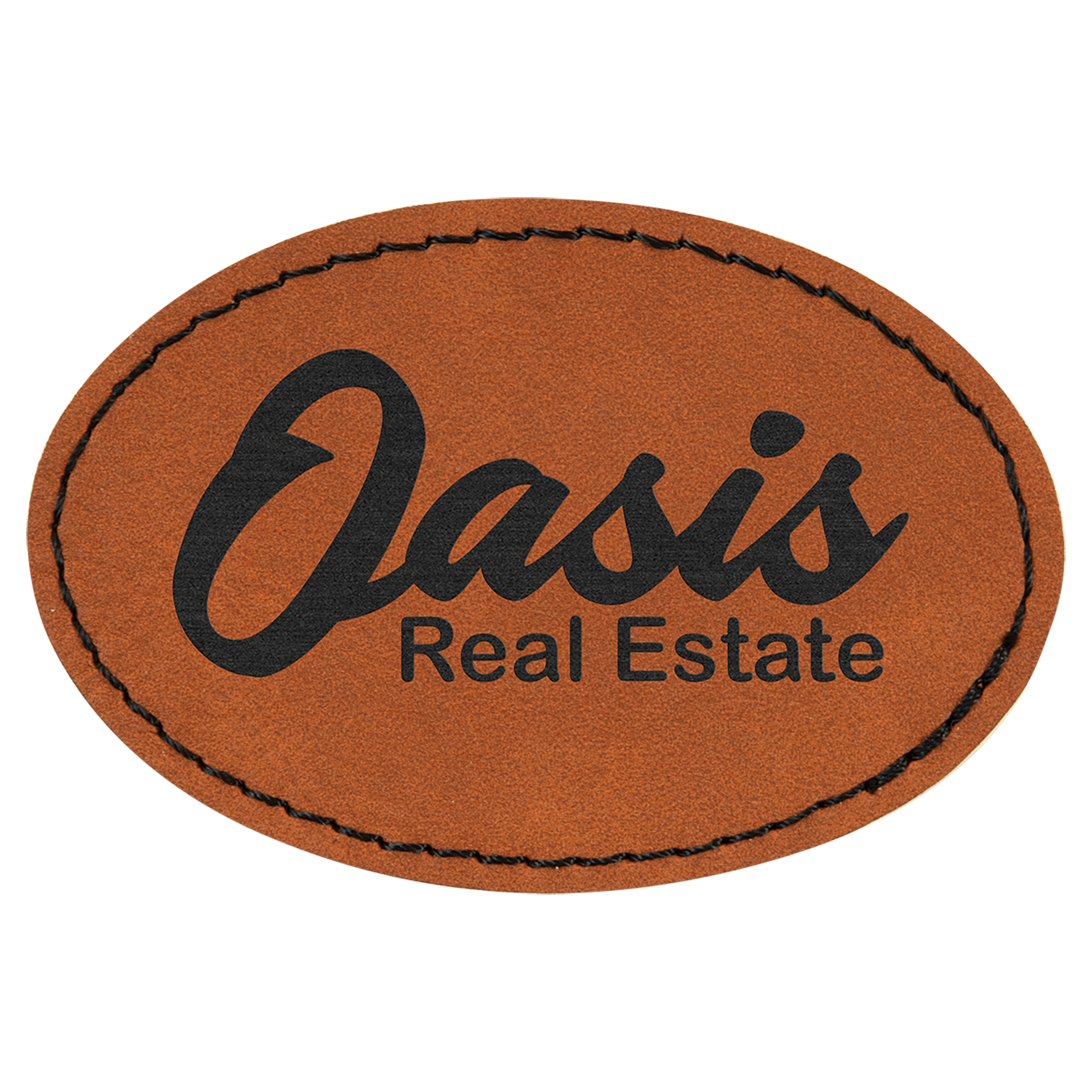 3" x 2" Oval Rawhide Laserable Leatherette Patch with Adhesive