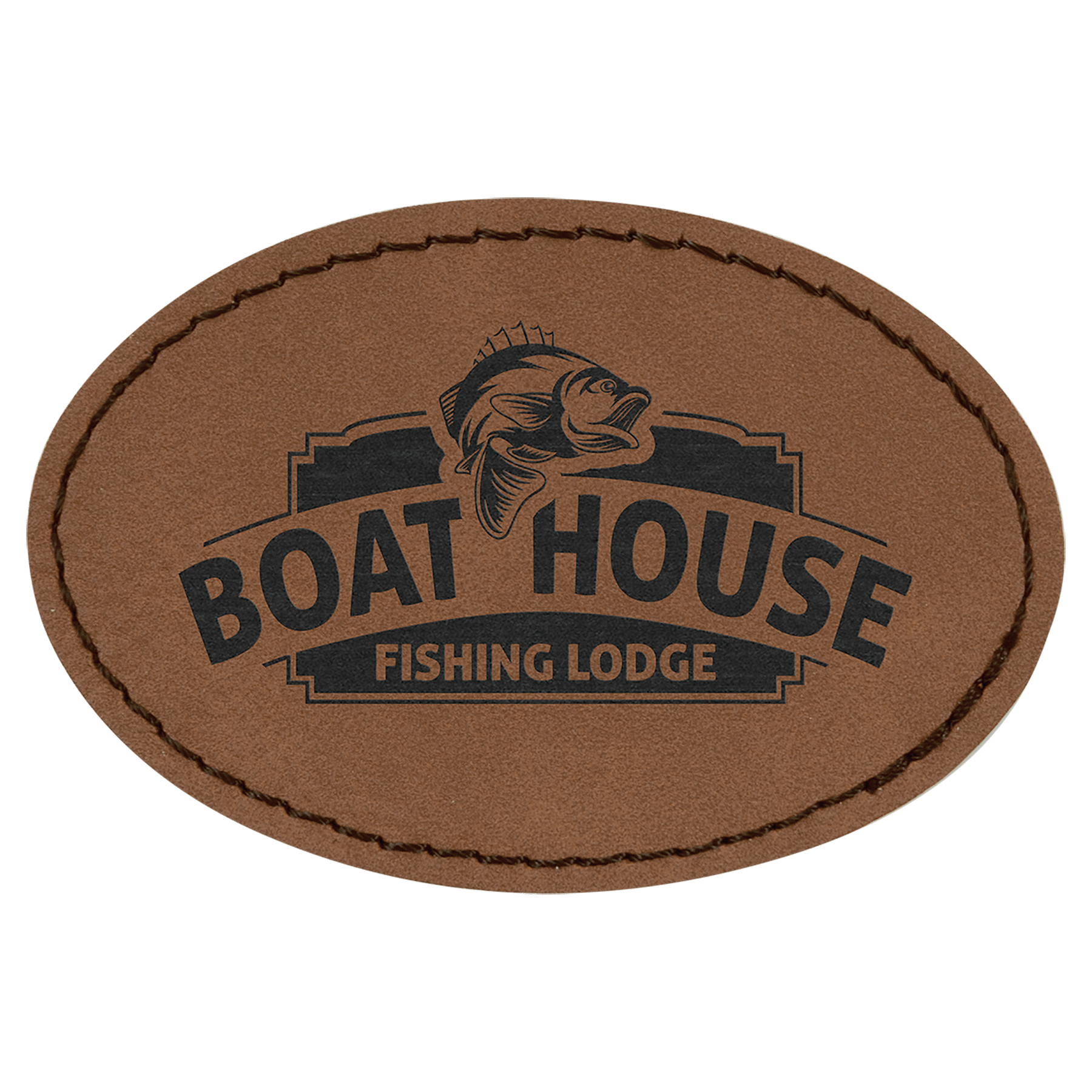 3" x 2" Oval Dark Laserable Leatherette Patch with Adhesive