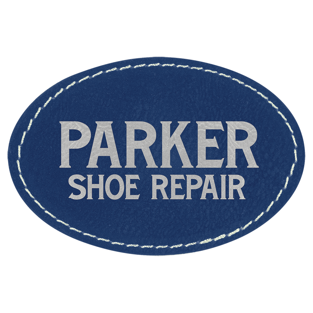 3" x 2" Oval/Silver Laserable Leatherette Patch with Adhesive