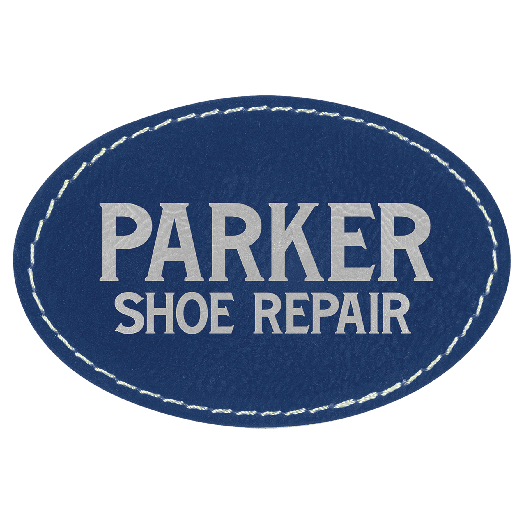 3" x 2" Oval/Silver Laserable Leatherette Patch with Adhesive