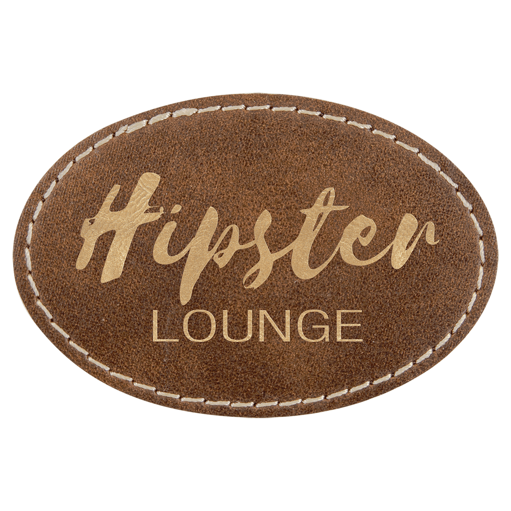 3" x 2" Oval Rustic/Gold Laserable Leatherette Patch with Adhesive