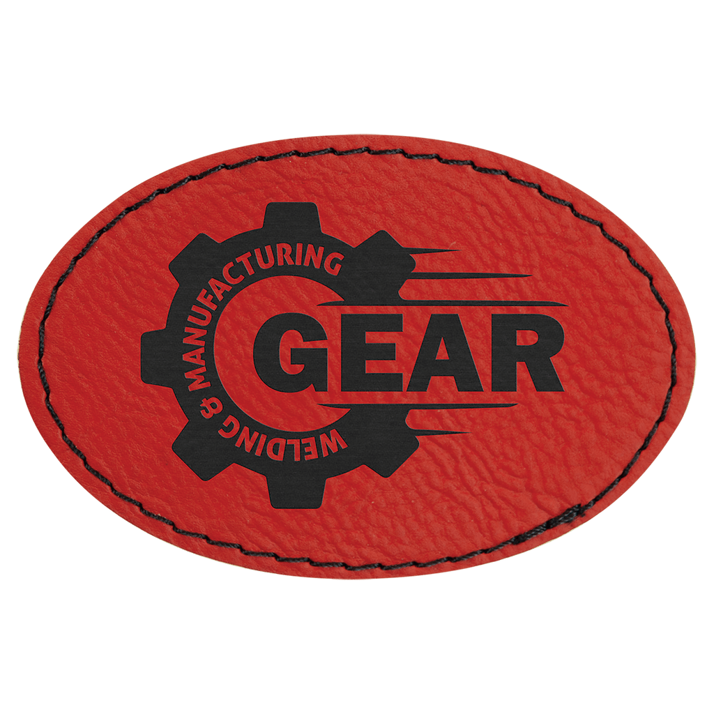 3" x 2" Oval Laserable Leatherette Patch with Adhesive