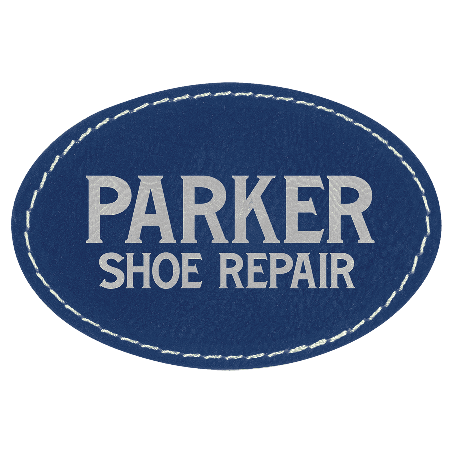 3" x 2" Oval/SiLver Laserable Leatherette Patch with Kota Pro Adhesive