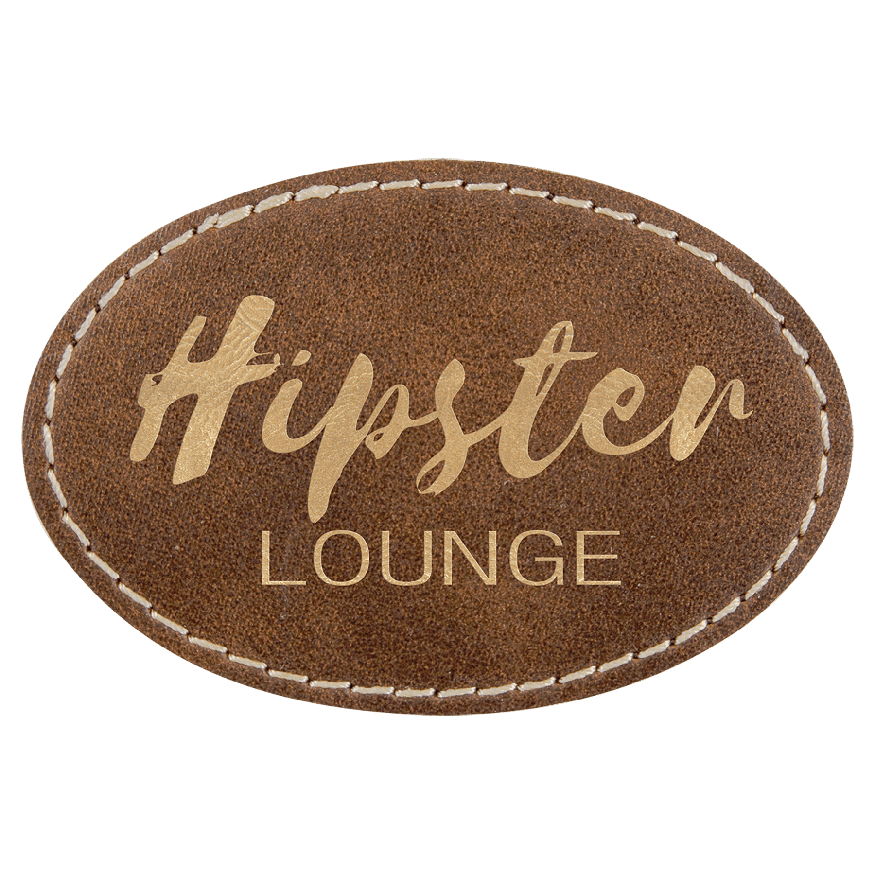3" x 2" Oval Rustic/Gold Laserable Leatherette Patch with Kota Pro Adhesive