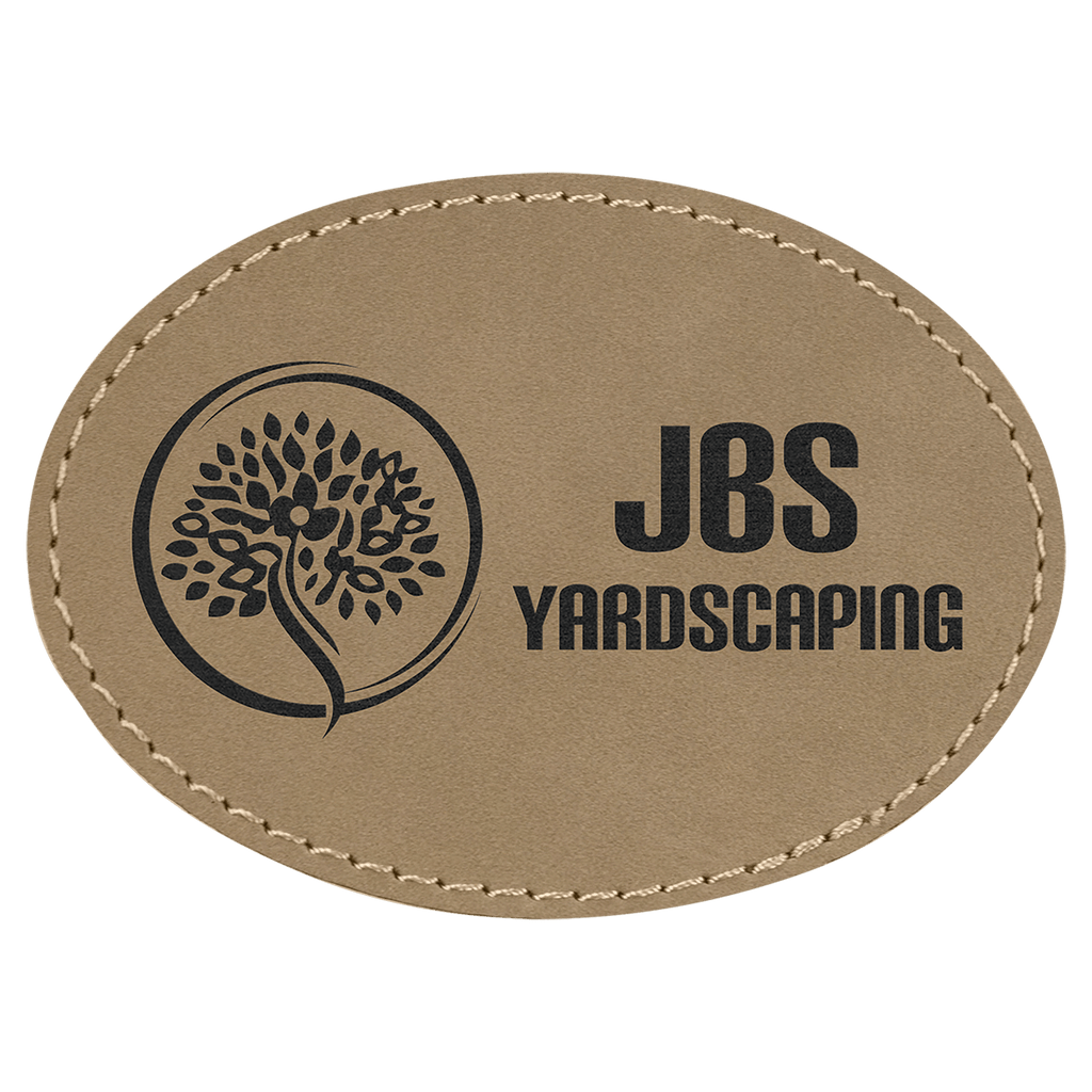 3 1/2" x 2 1/2" Oval Light Laserable Leatherette Patch with Adhesive