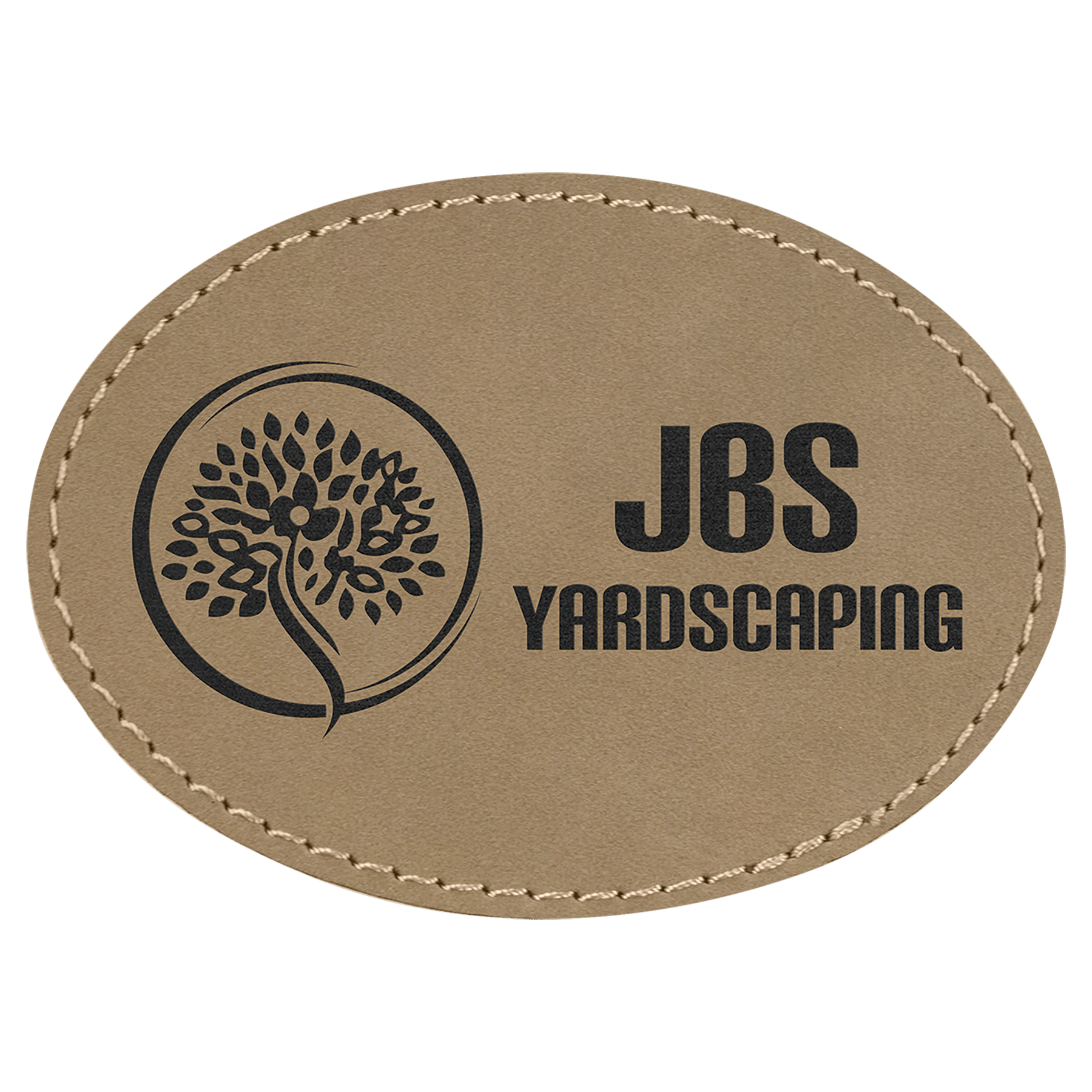3 1/2" x 2 1/2" Oval Light Laserable Leatherette Patch with Adhesive
