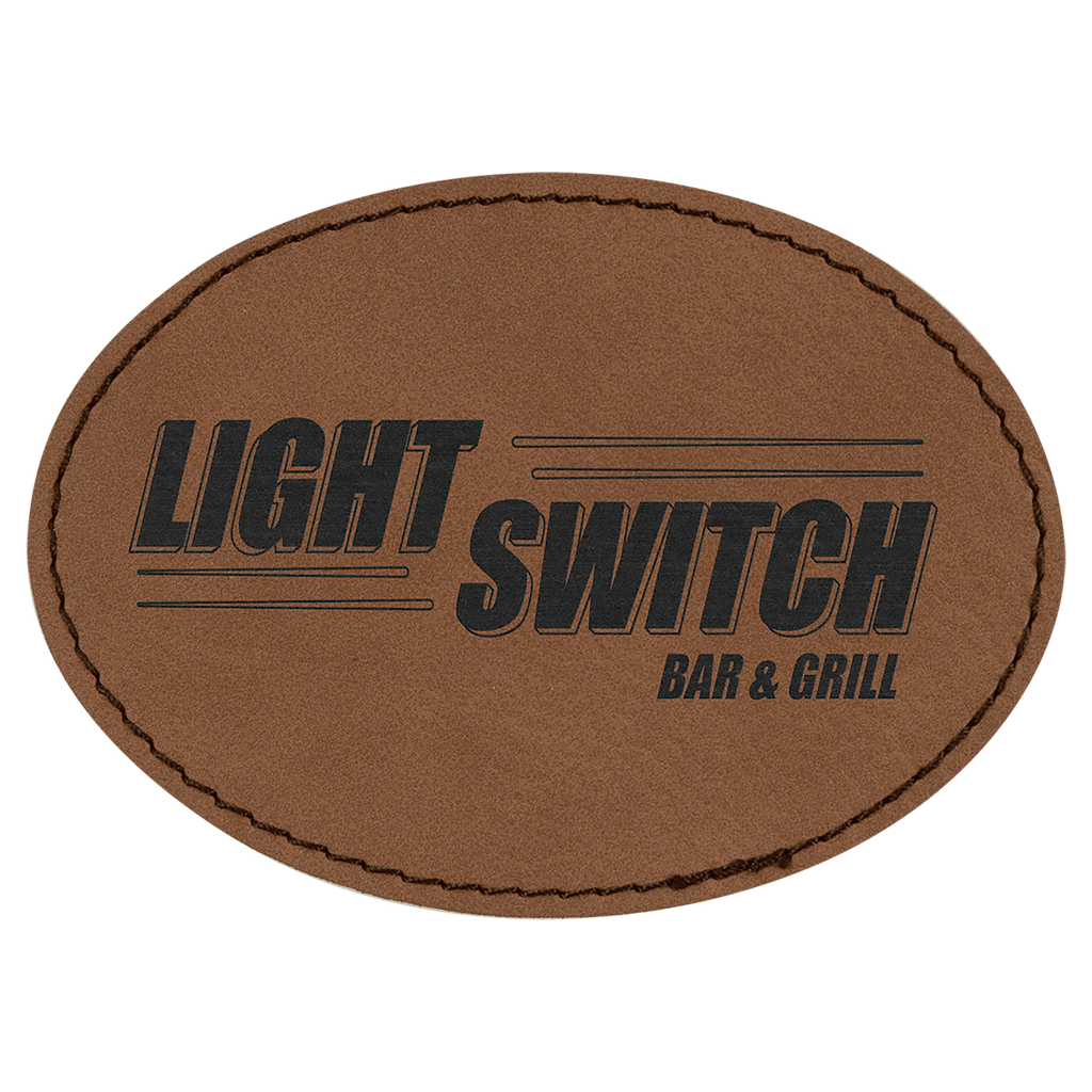 3 1/2" x 2 1/2" Oval Dark Laserable Leatherette Patch with Adhesive