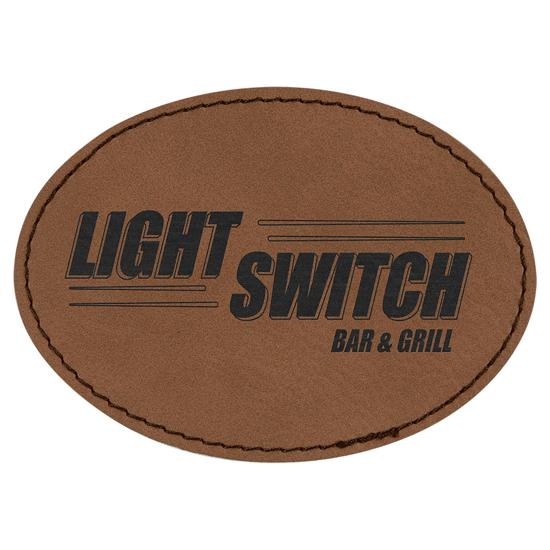 3 1/2" x 2 1/2" Oval Dark Laserable Leatherette Patch with Adhesive