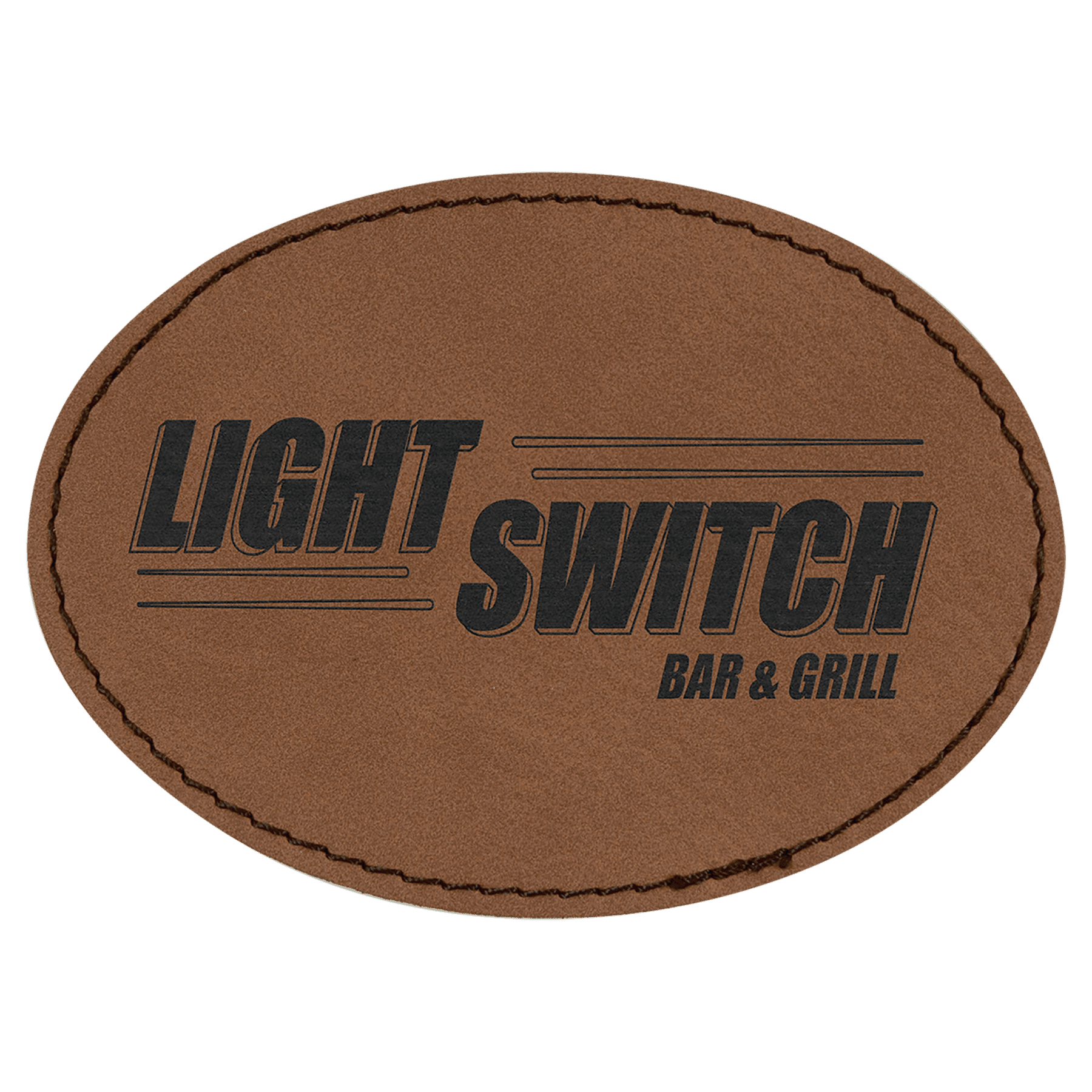 3 1/2" x 2 1/2" Oval Dark Laserable Leatherette Patch with Kota Pro Adhesive