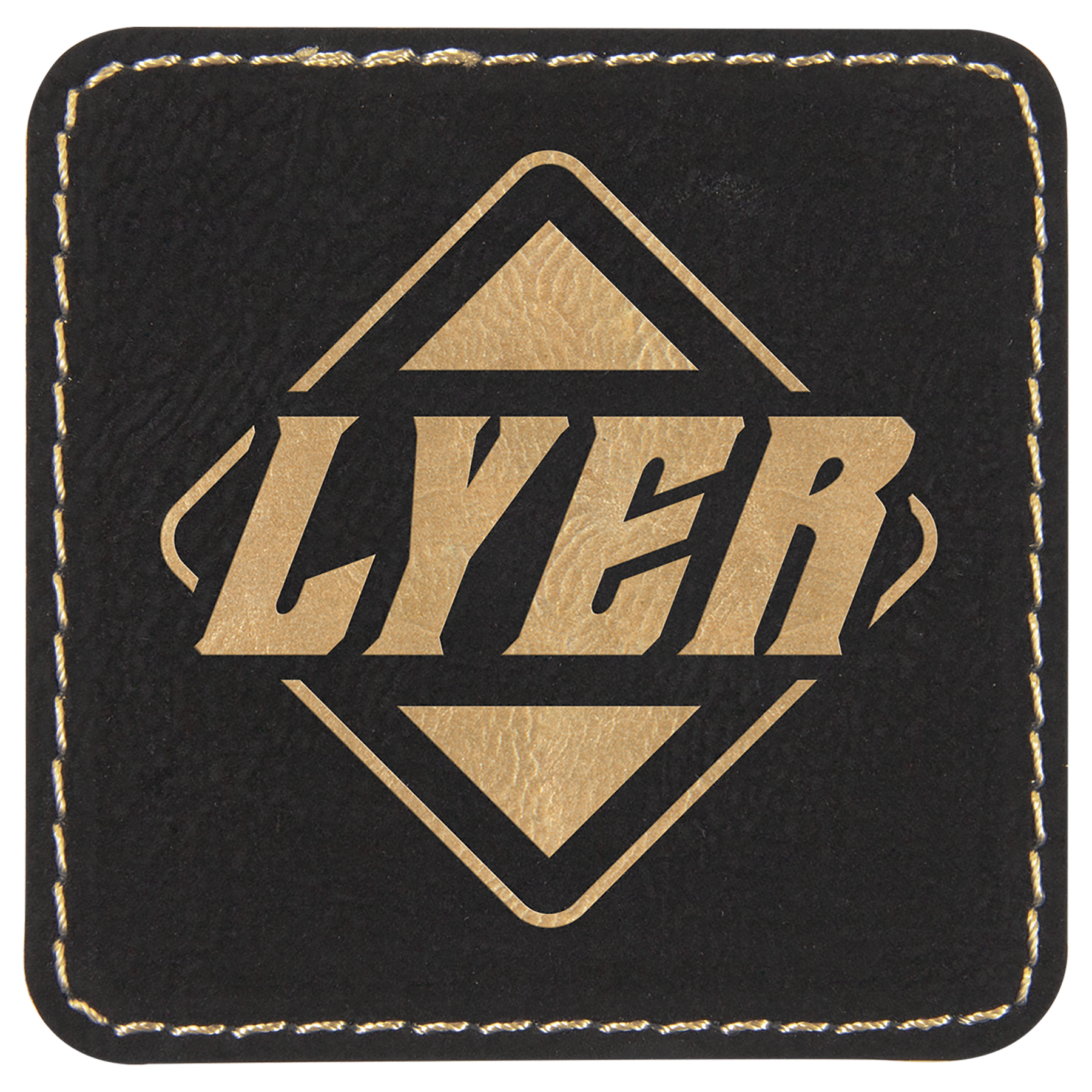 2 1/2" x 2 1/2"/Gold Square Laserable Leatherette Patch with Adhesive