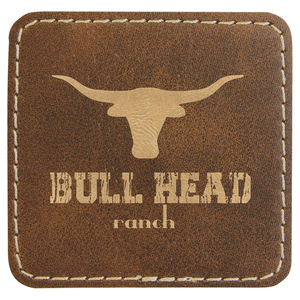 2 1/2" x 2 1/2" Rustic/Gold Laserable Leatherette Patch with Adhesive