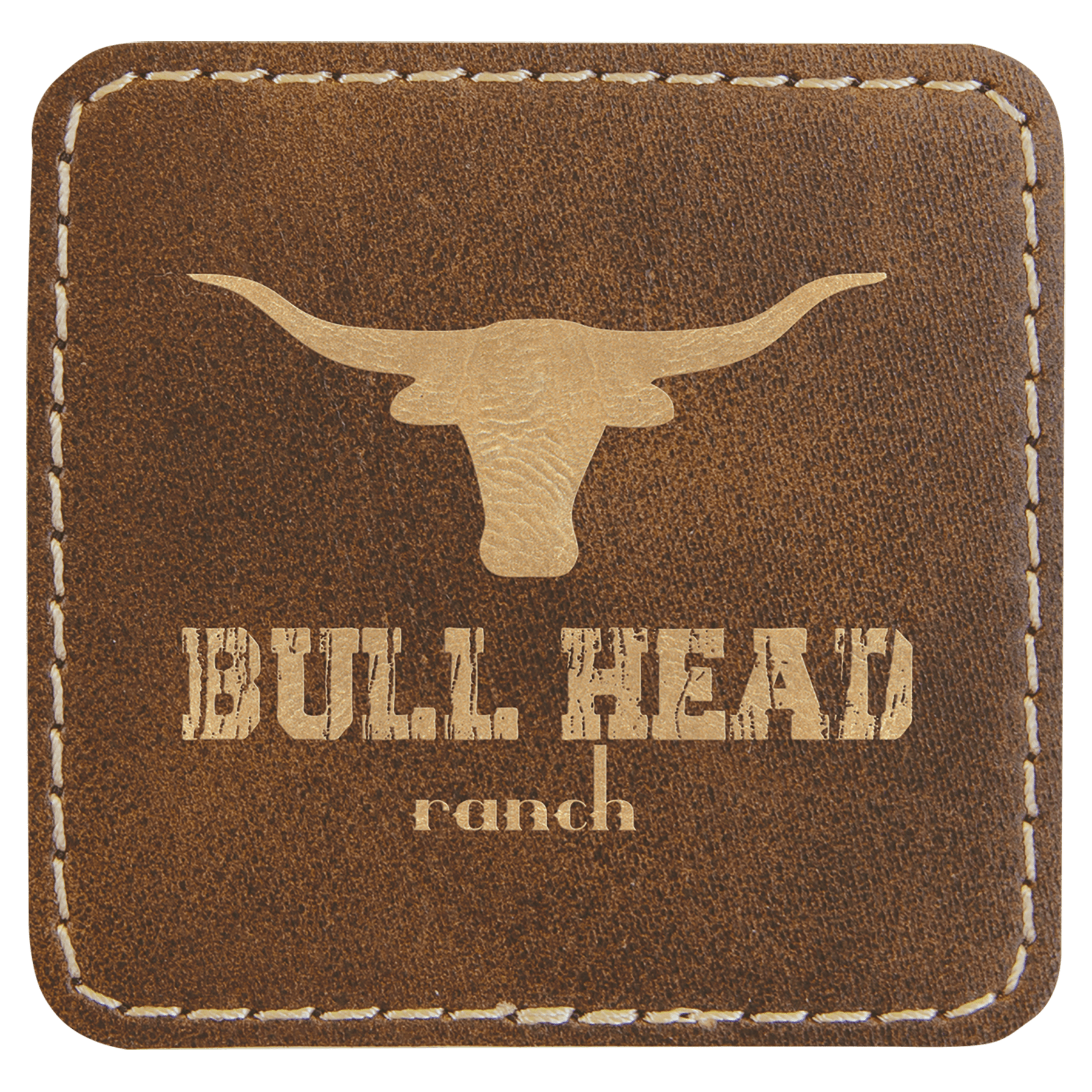 2 1/2" x 2 1/2" Square Rustic/Gold Laserable Leatherette Patch with Kota Pro Adhesive
