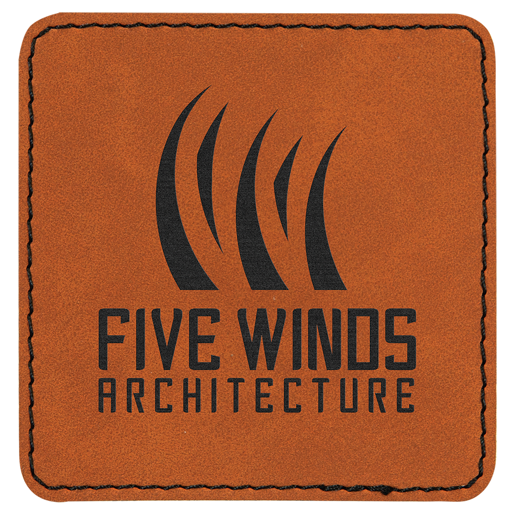 3" x 3" Square Rawhide Laserable Leatherette Patch with Adhesive