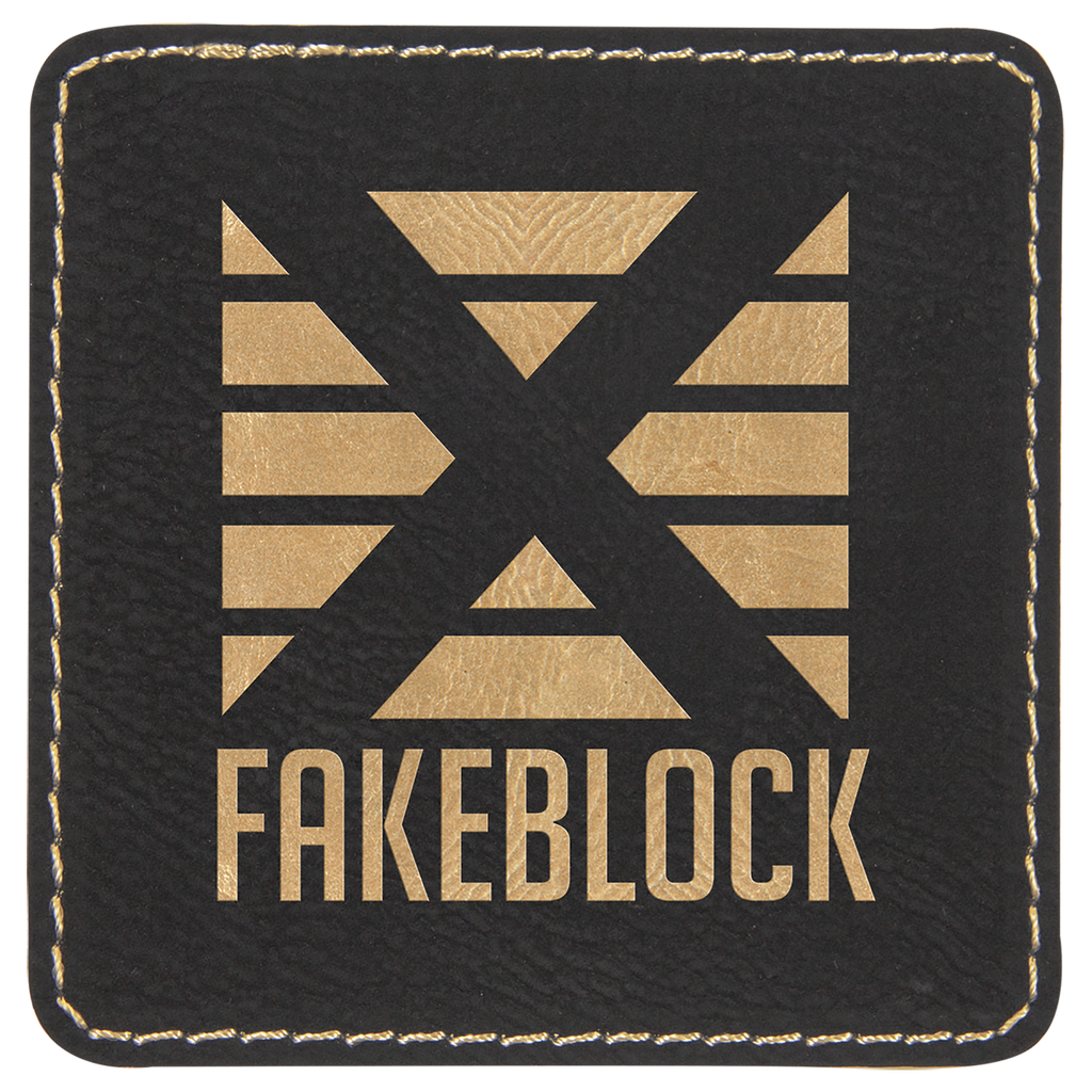 3" x 3" Square/Gold Laserable Leatherette Patch with Adhesive