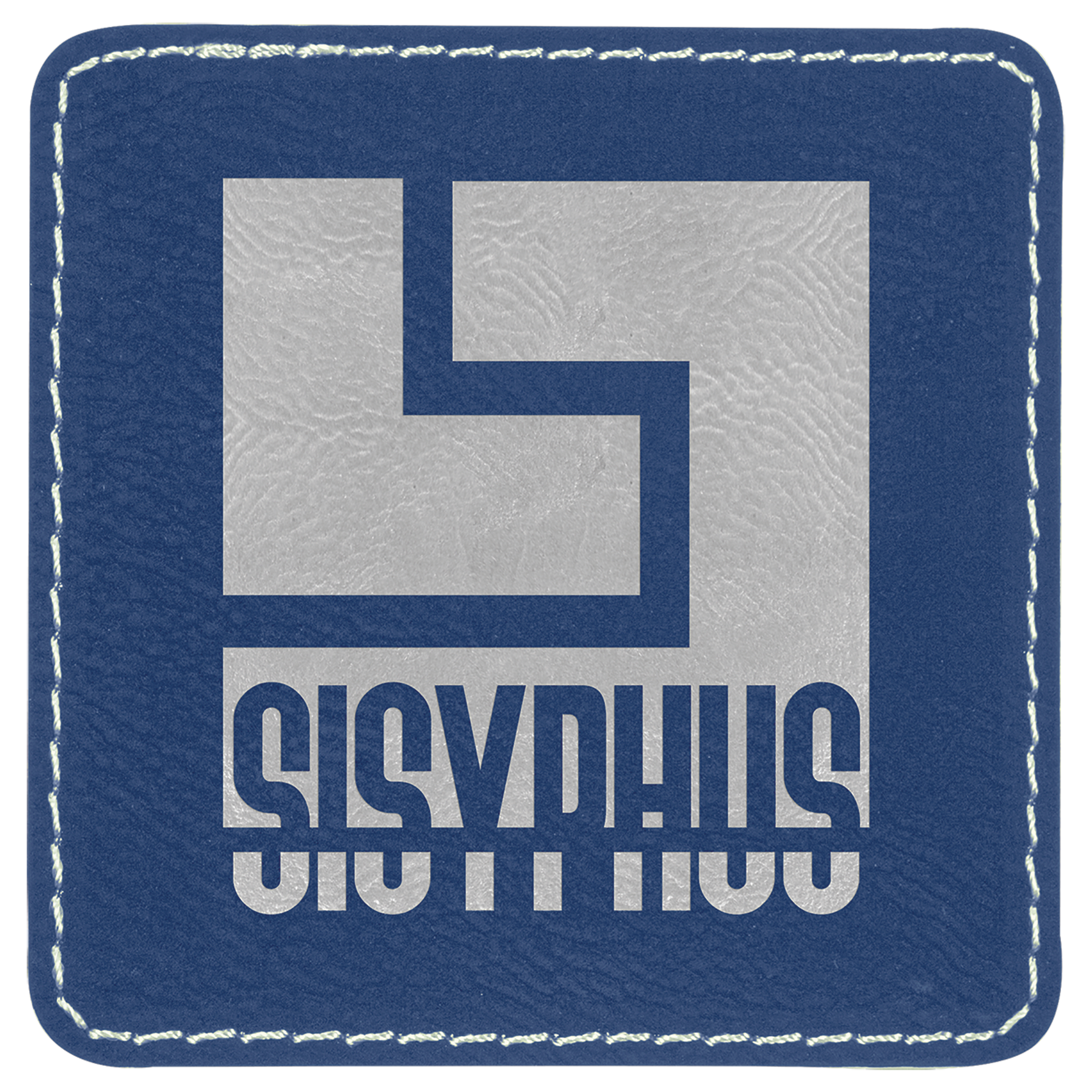 3" x 3" Square/Silver Laserable Leatherette Patch with Adhesive