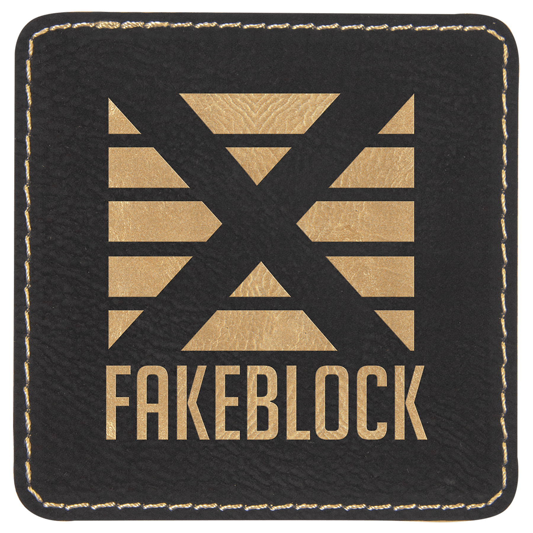 3" x 3" Square/Gold Laserable Leatherette Patch with Kota Pro Adhesive