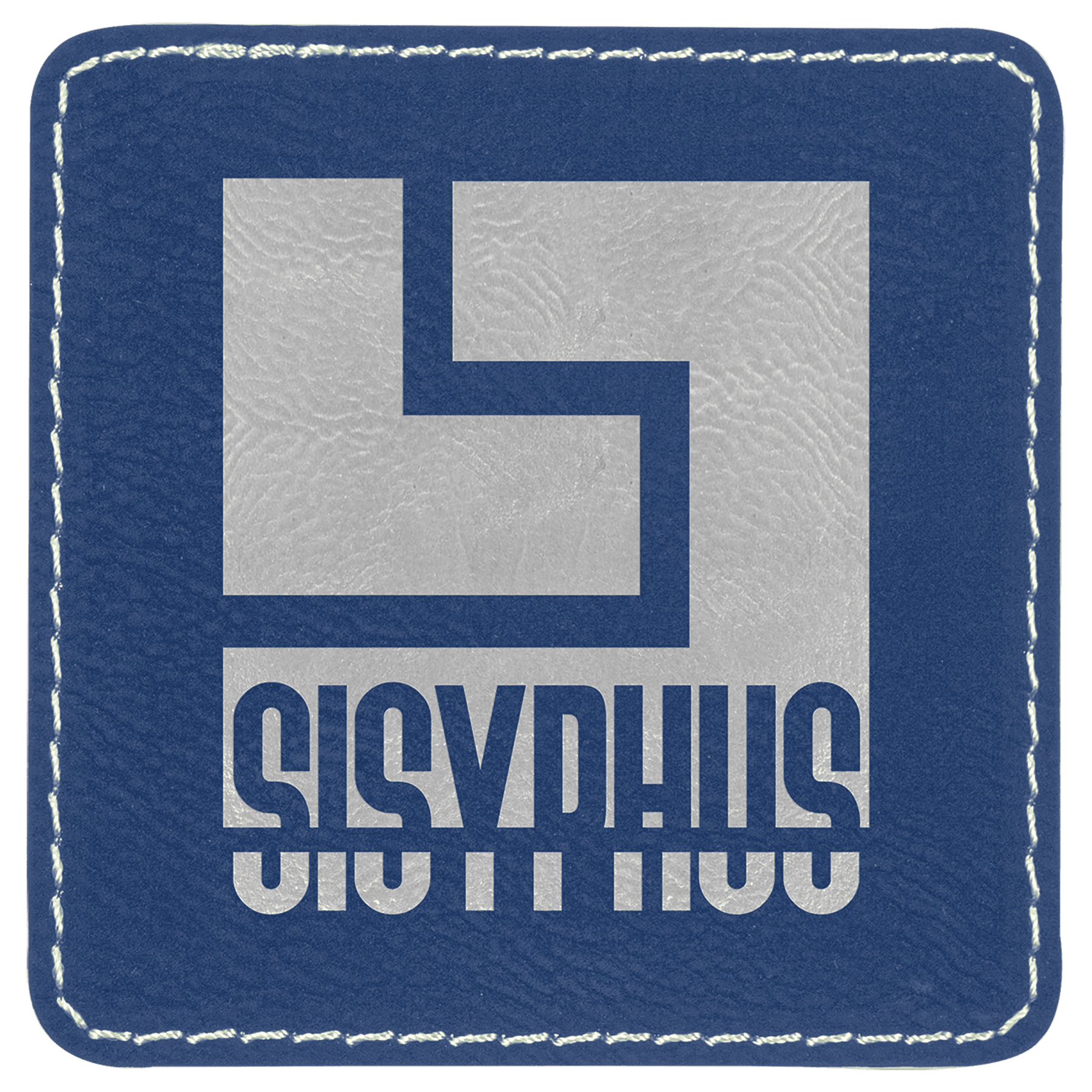 3" x 3" Square/Silver Laserable Leatherette Patch with Kota Pro Adhesive