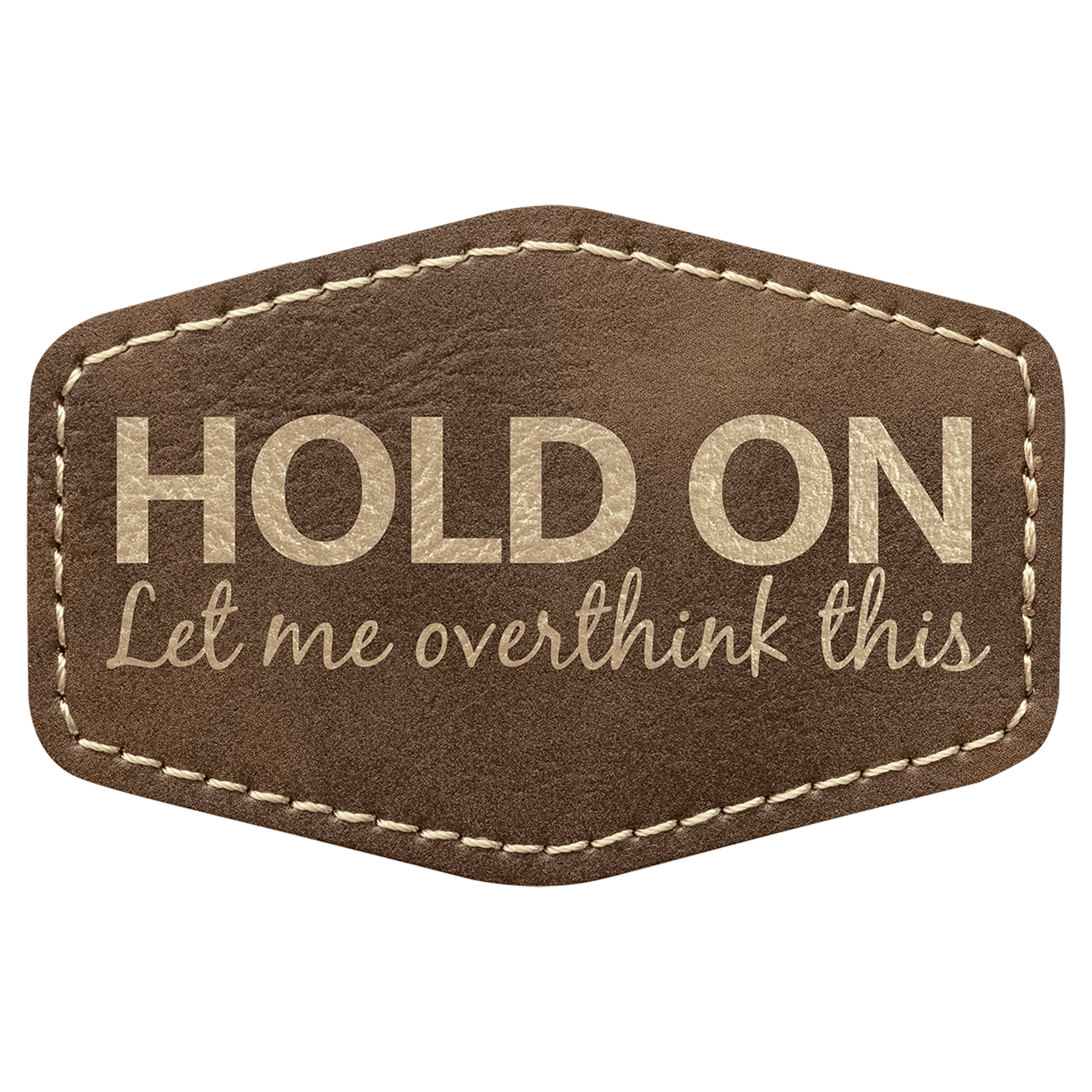 3" x 2" Hex Rustic/Gold Laserable Leatherette Patch with Kota Pro Adhesive