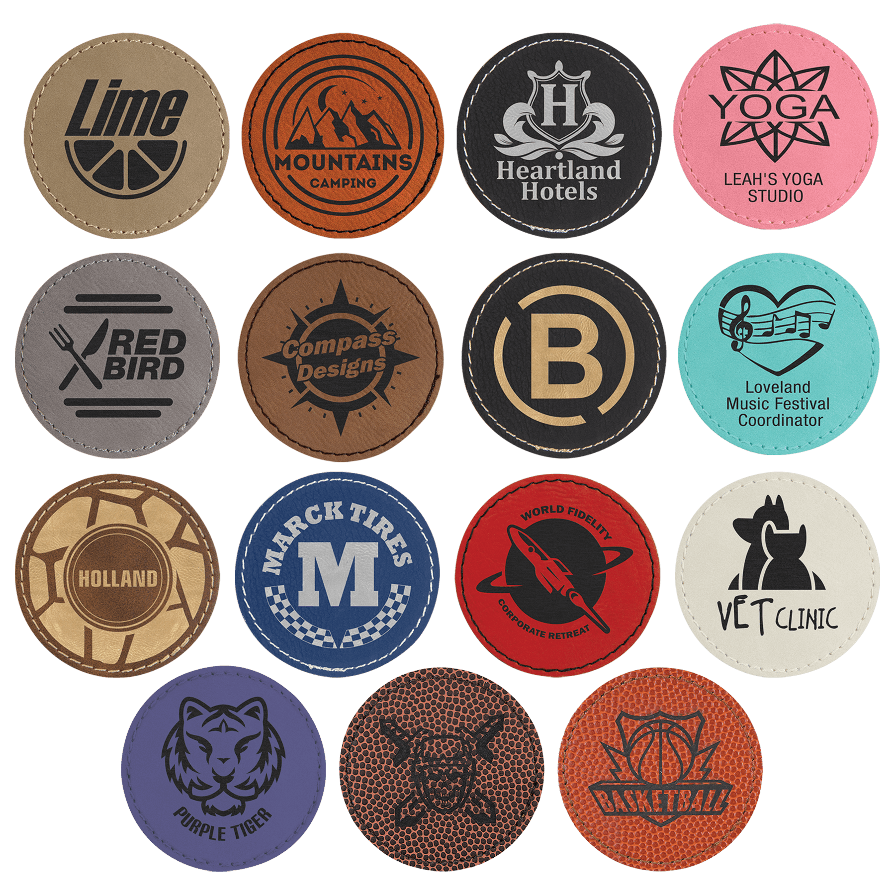 2 1/2" Round Laserable Leatherette Patch with Kota Pro Adhesive Sample Set