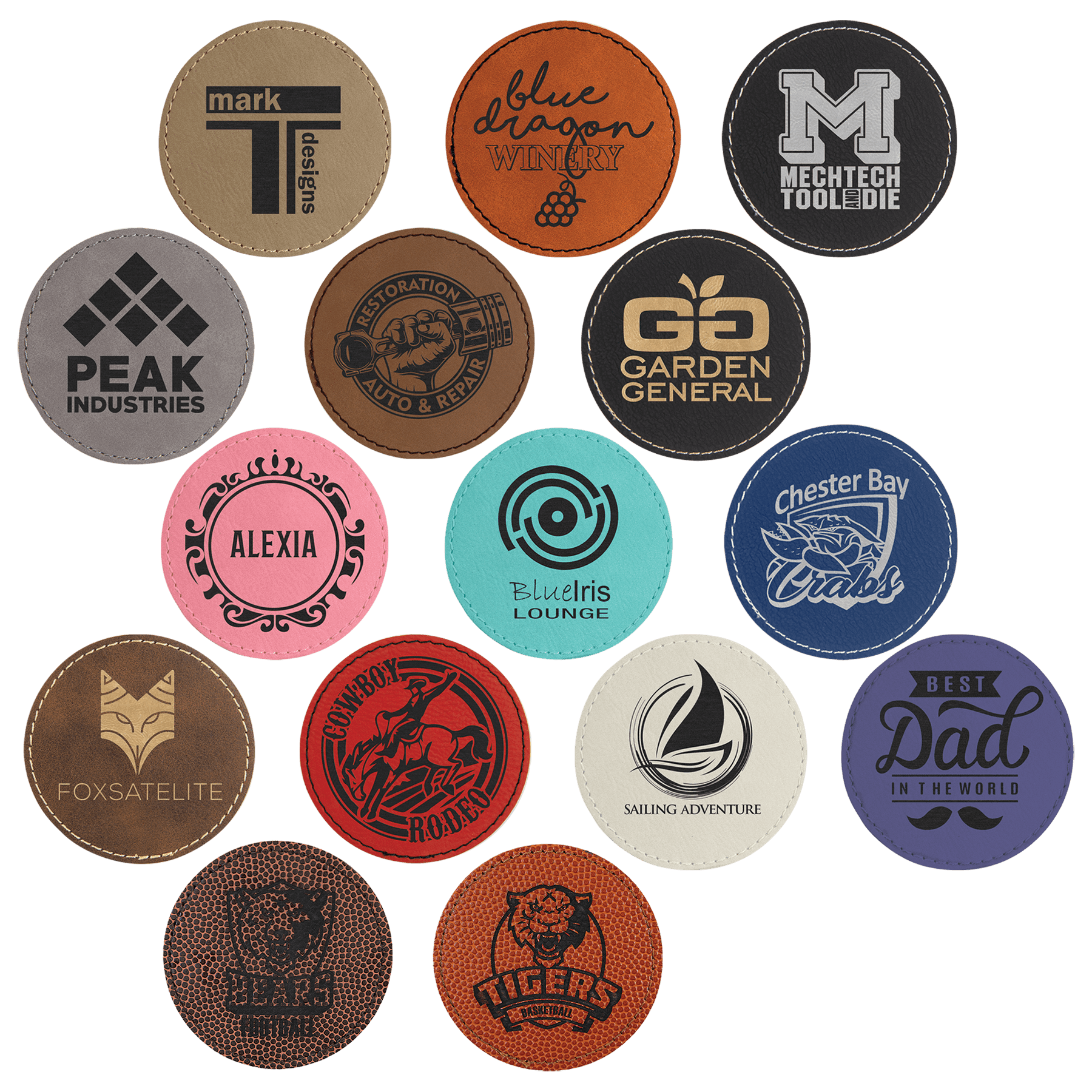 3" Round Laserable Leatherette Patch with Kota Pro Adhesive Sample Set