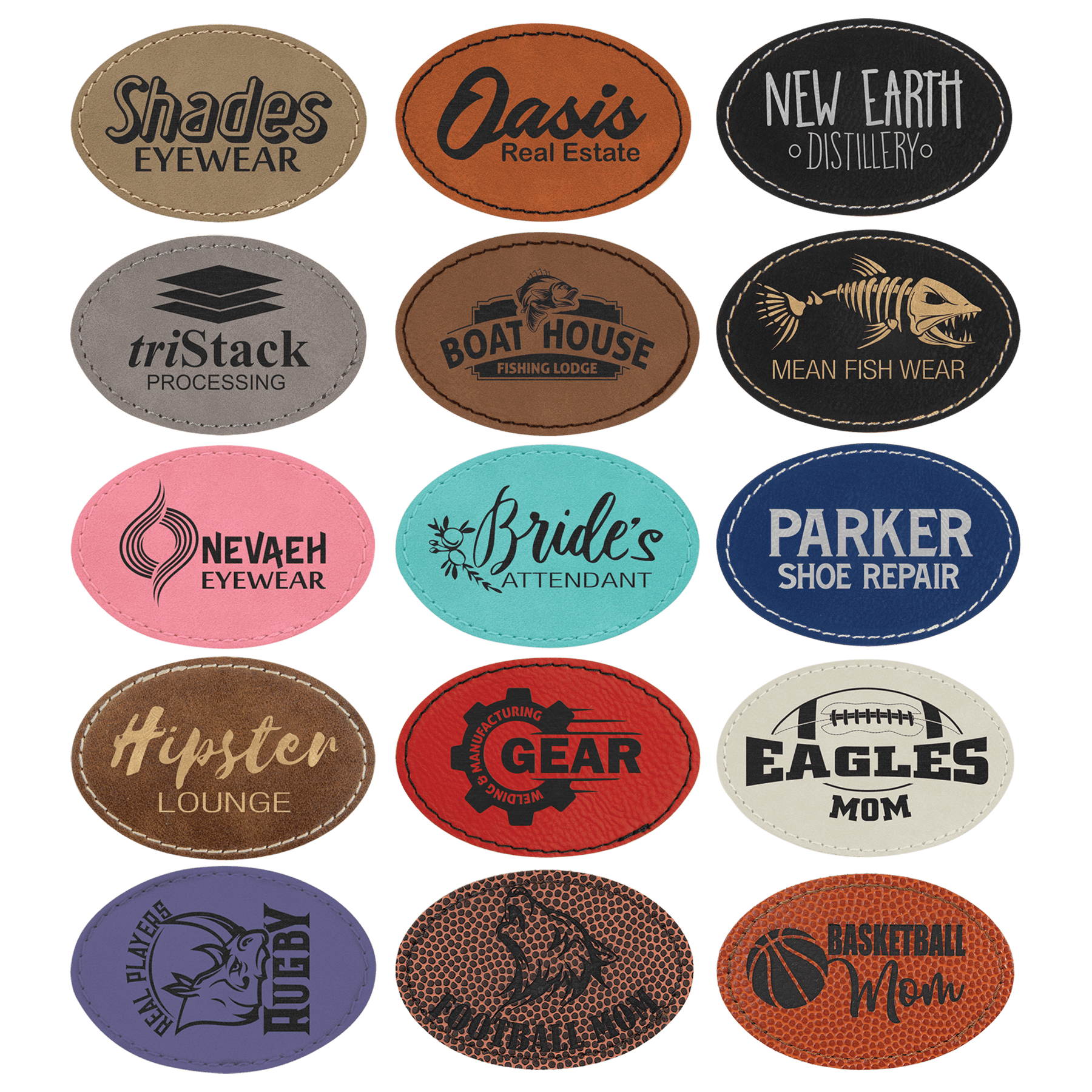 3" x 2" Oval Laserable Leatherette Patch with Kota Pro Adhesive Sample Set