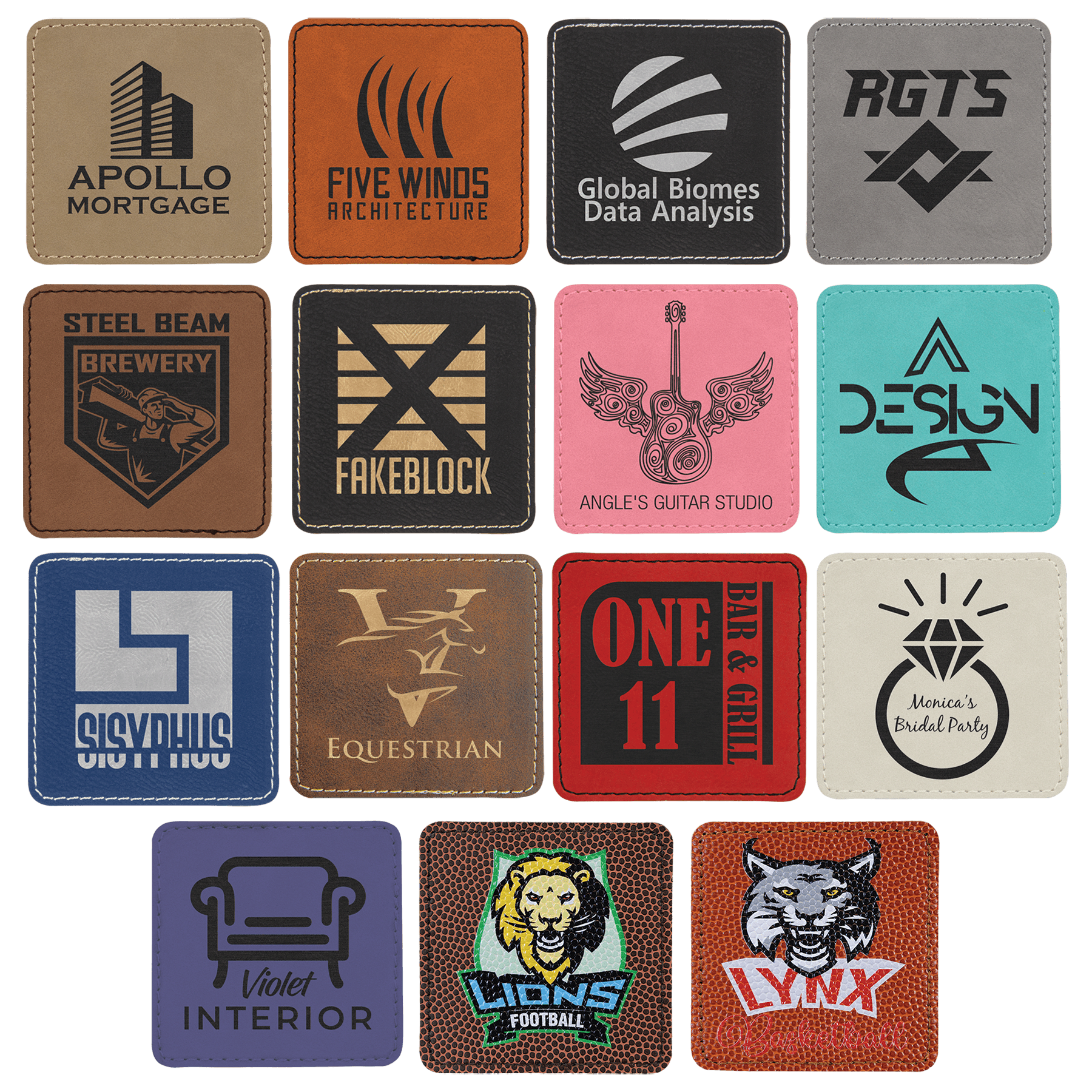 3" x 3" Square Laserable Leatherette Patch with Kota Pro Adhesive Sample Set