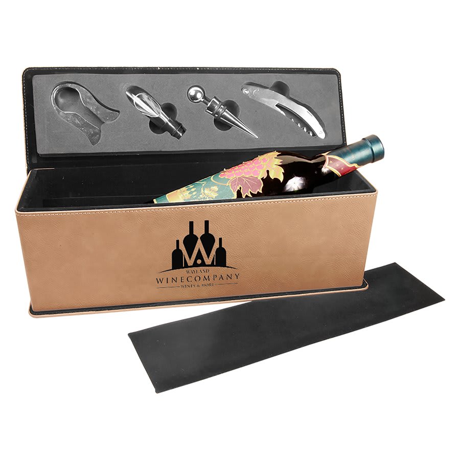 Light Laserable Leatherette Single Wine Box with Tools
